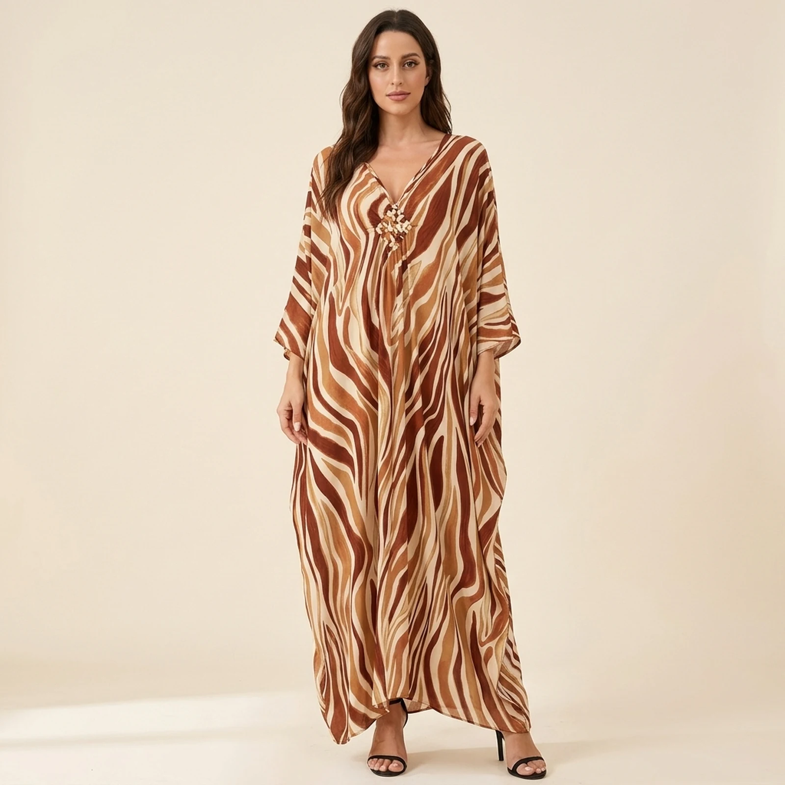 Cacao Zebra Maxi Kaftan, view 1