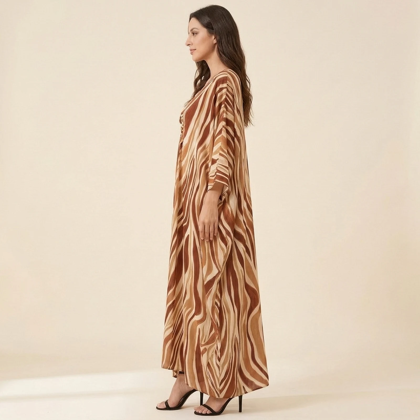 Cacao Zebra Maxi Kaftan, view 3
