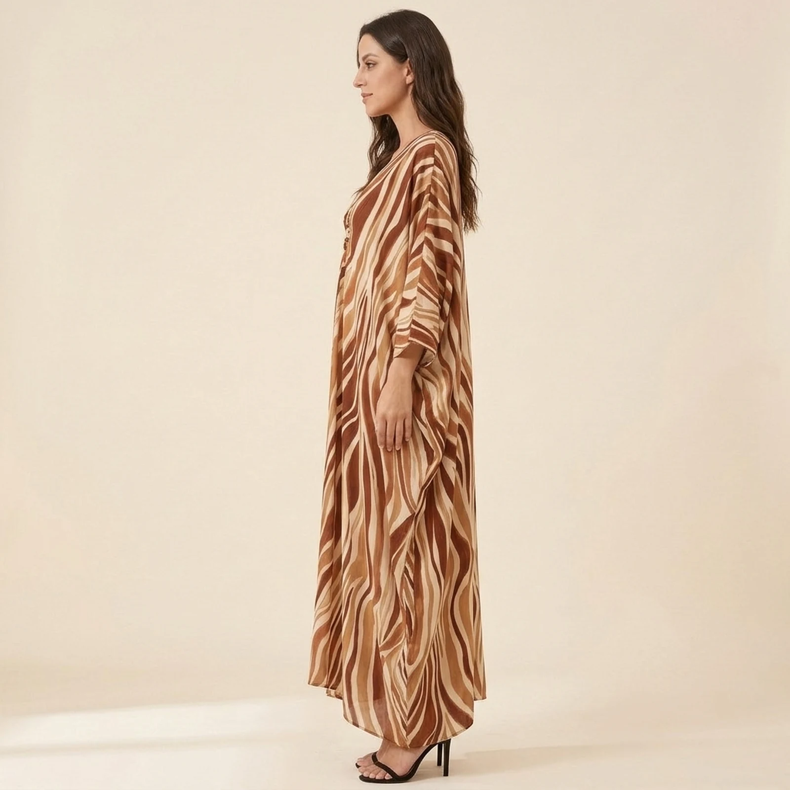 Cacao Zebra Maxi Kaftan, view 4