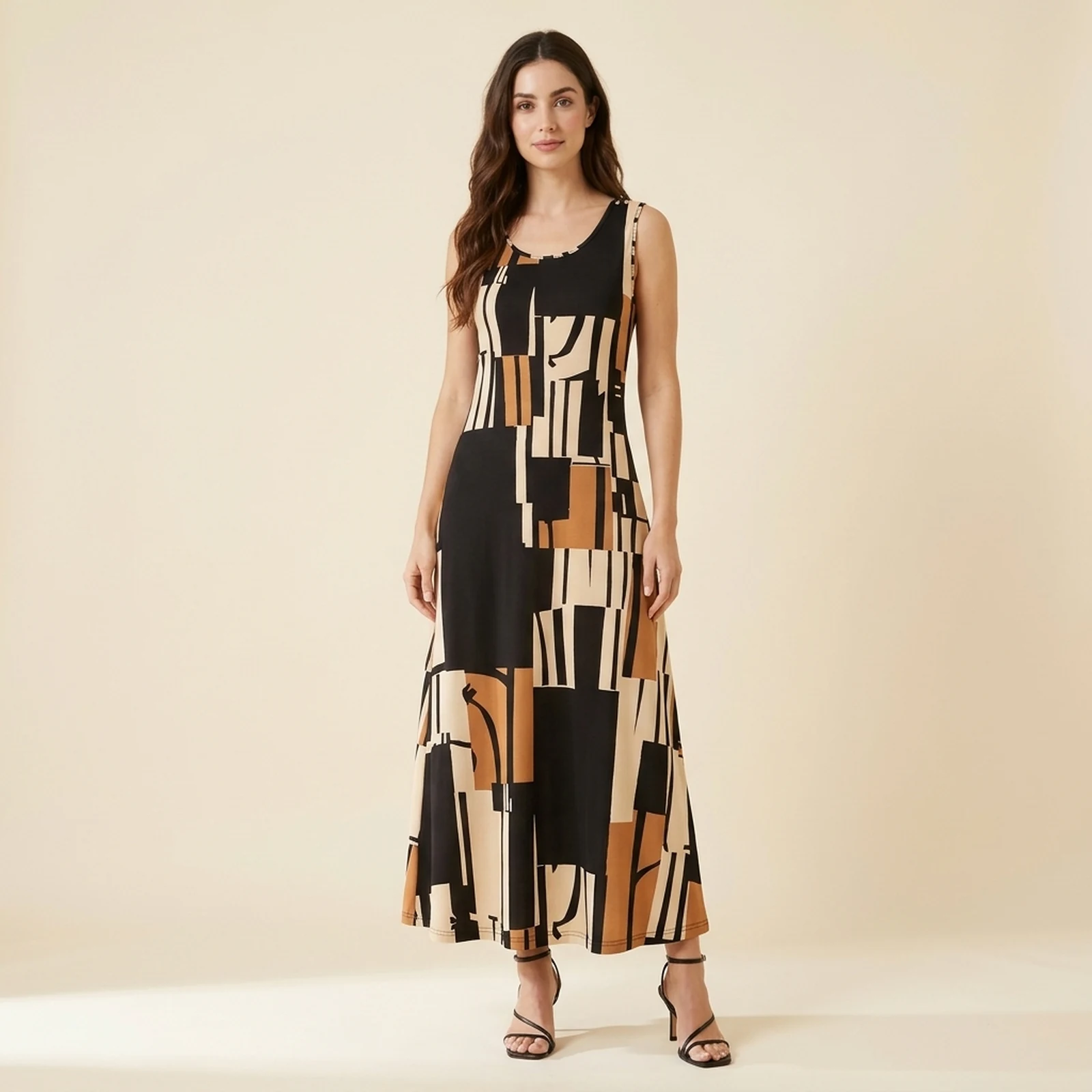 Caramel Block Maxi Dress, view 1