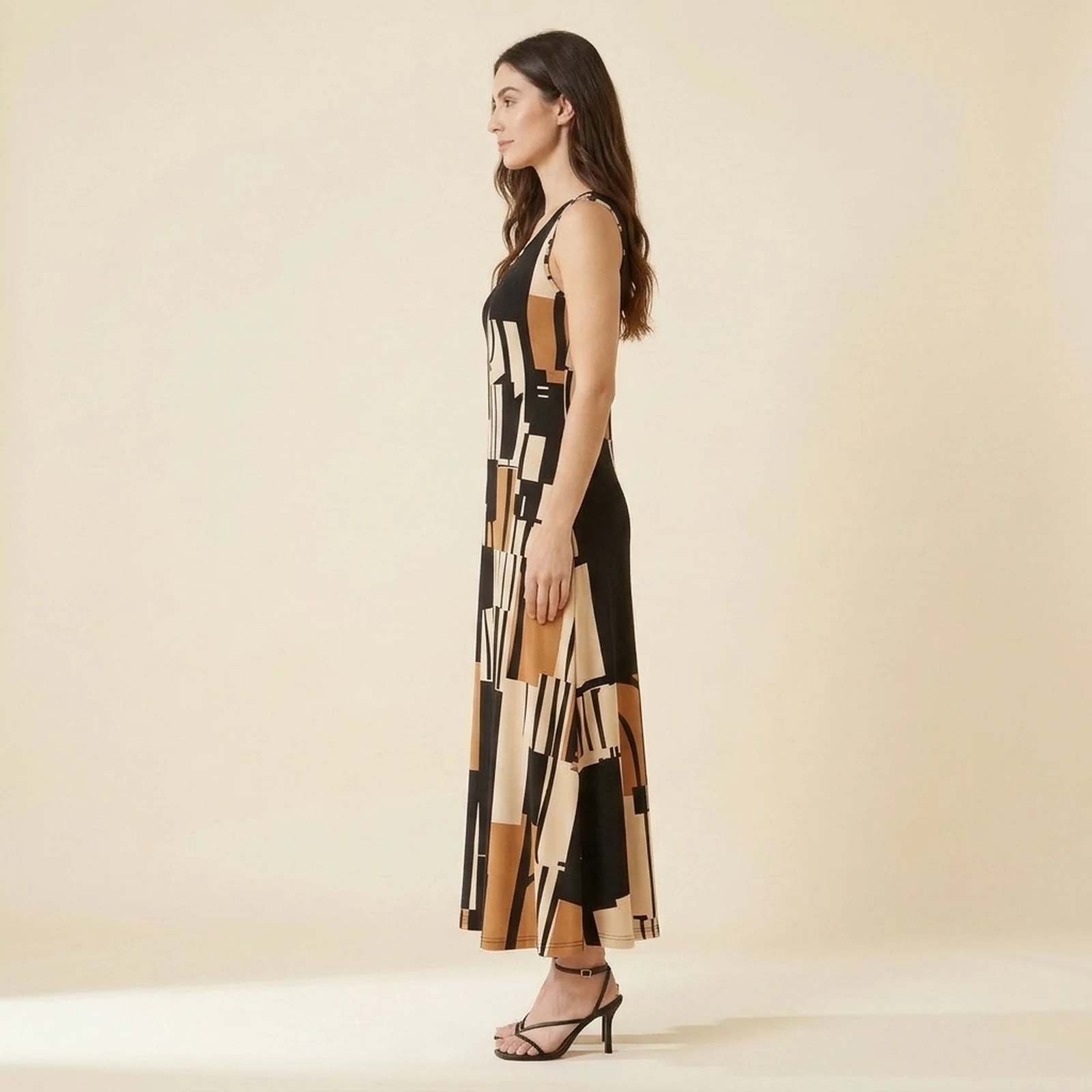 Caramel Block Maxi Dress, view 3
