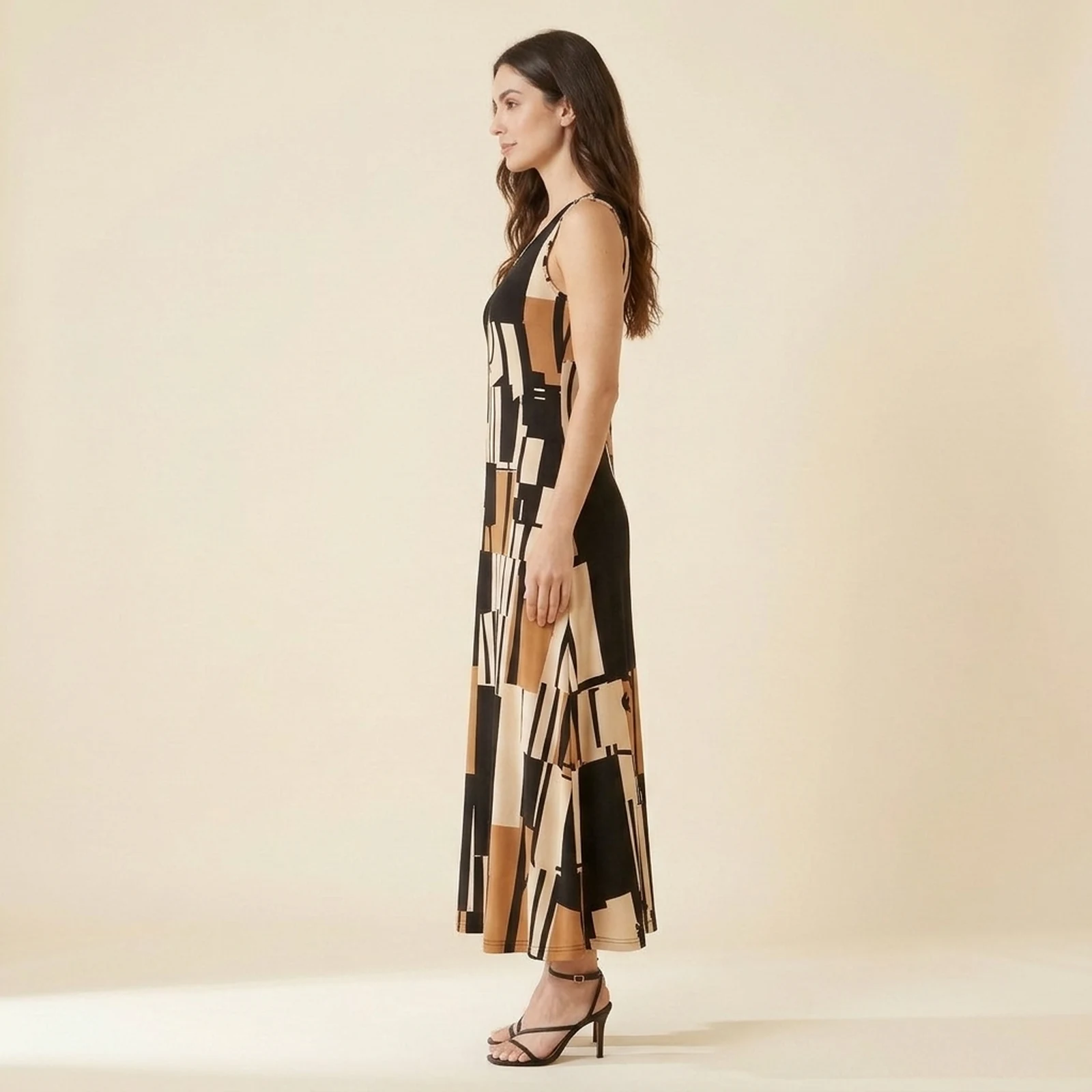 Caramel Block Maxi Dress, view 4