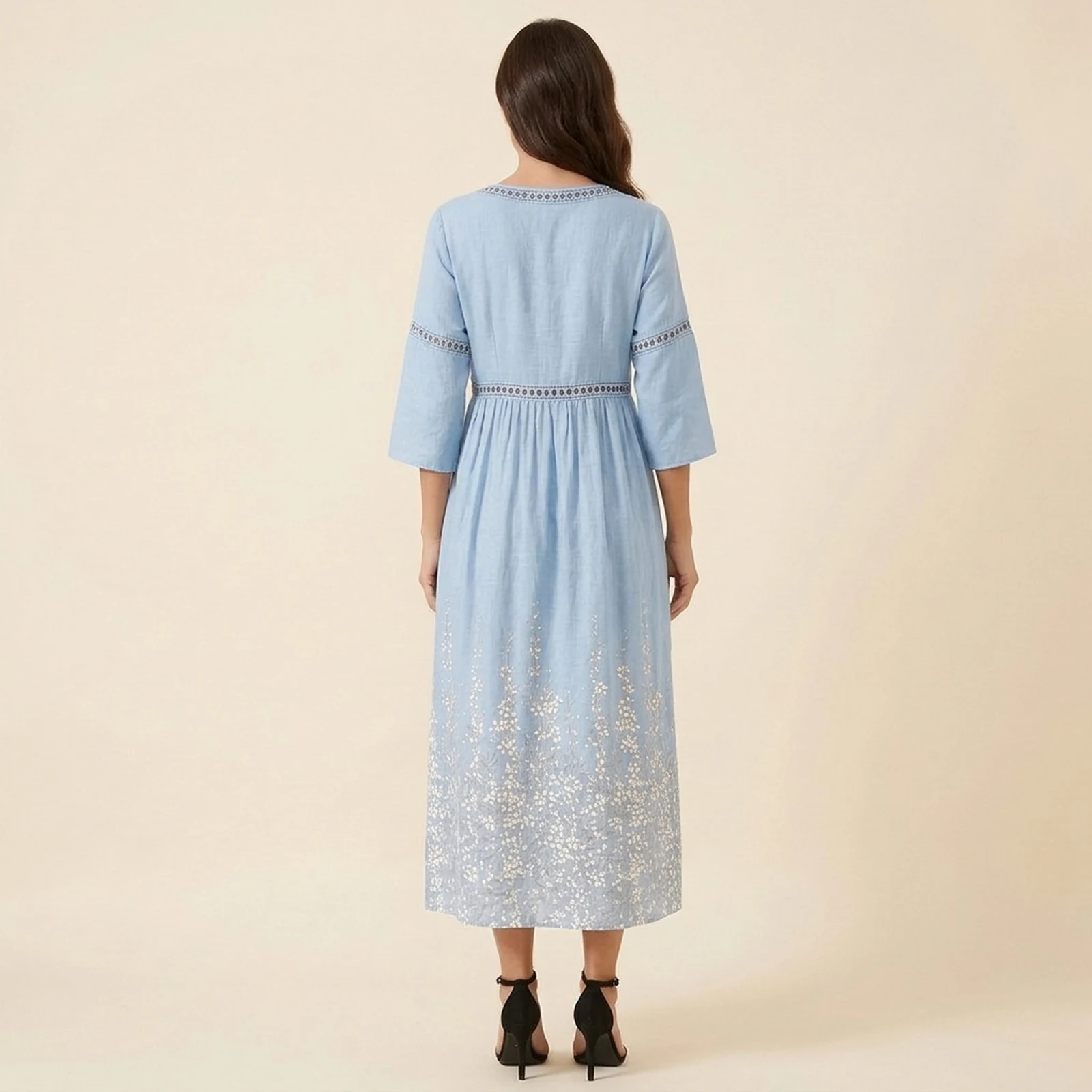 Celeste V-Neck Print Midi Dress, view 2