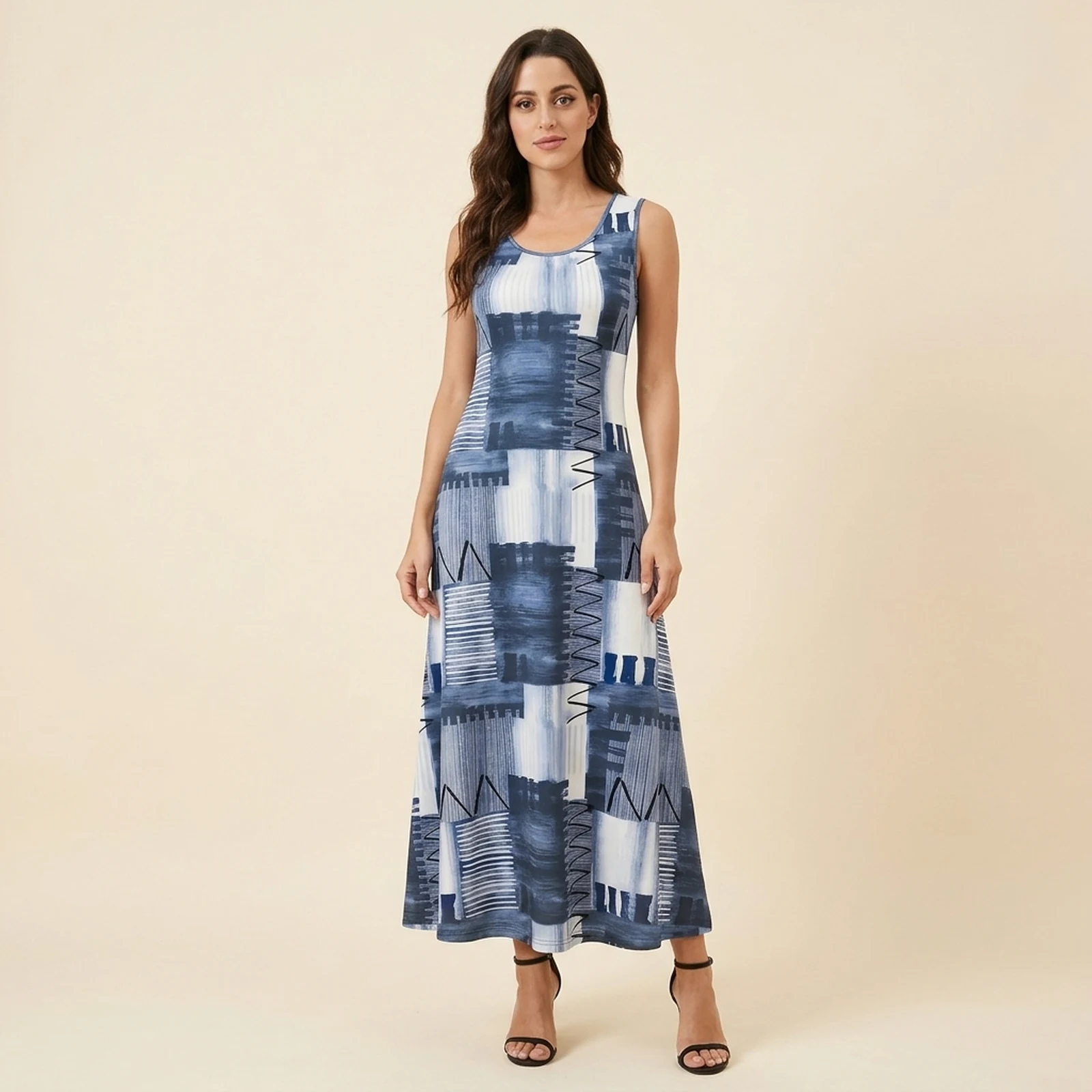 Denim Block Maxi Dress, view 1