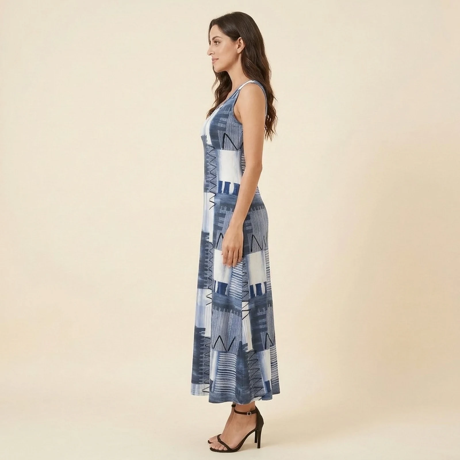 Denim Block Maxi Dress, view 3