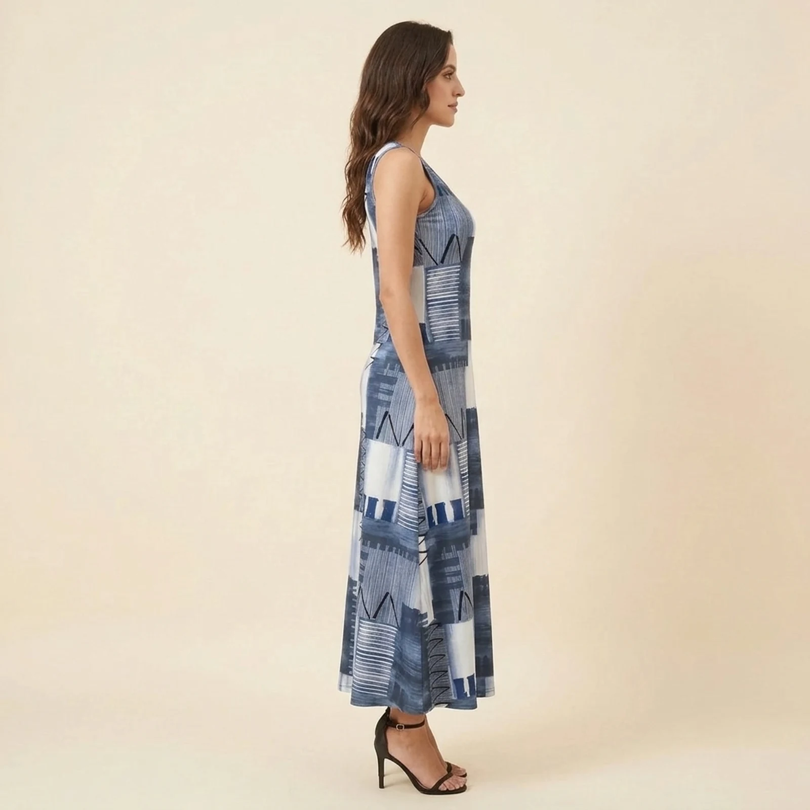 Denim Block Maxi Dress, view 4