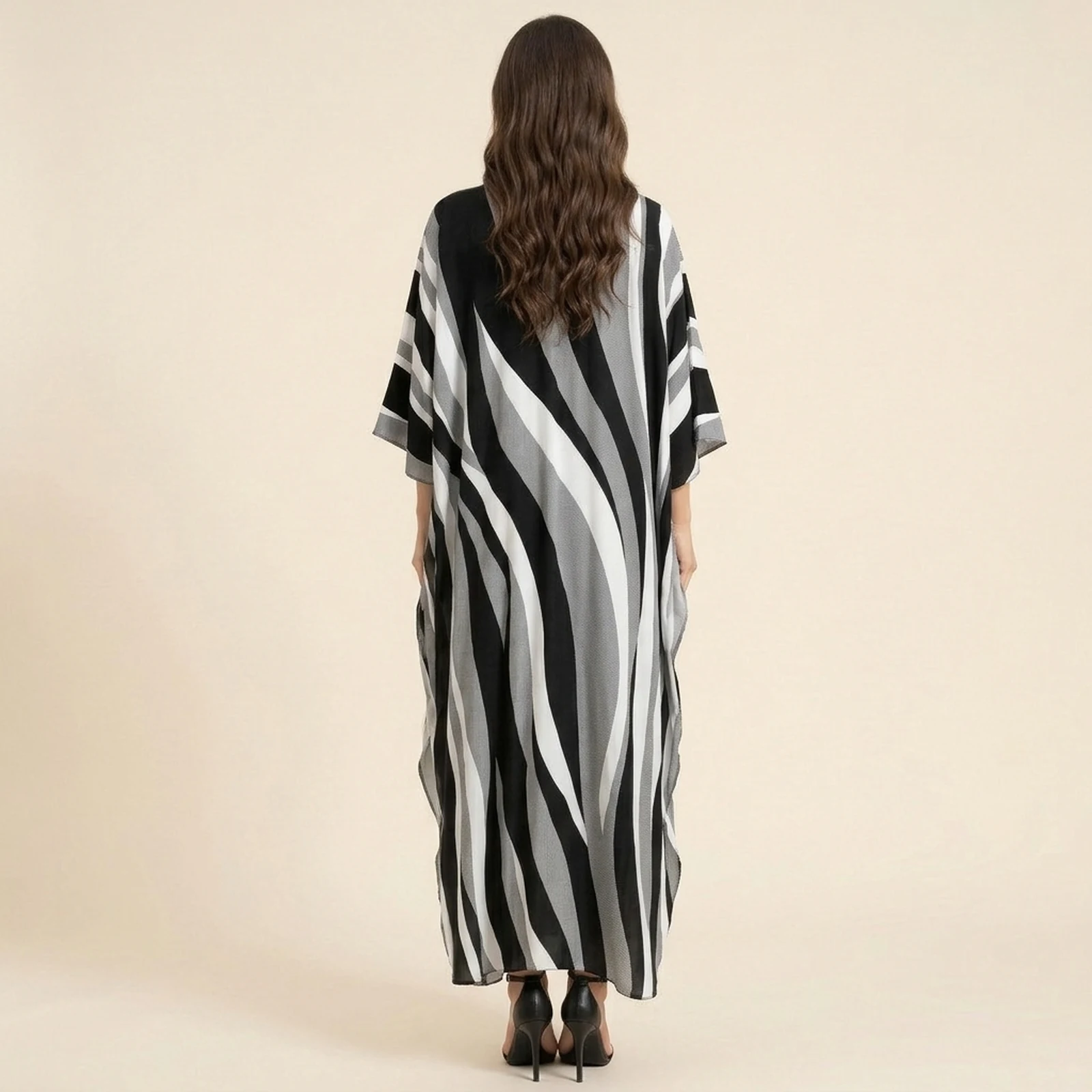 Domino Stripe Maxi Kaftan, view 2