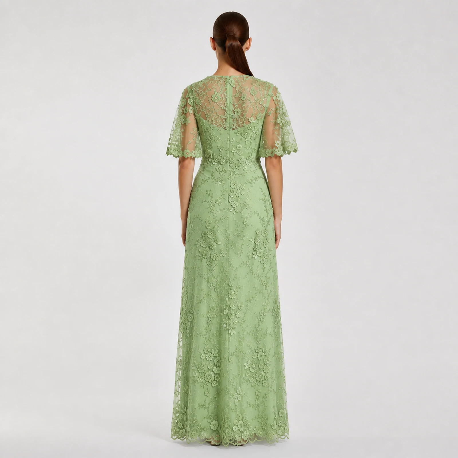 Dorothea Sage Lace Gown, view 2