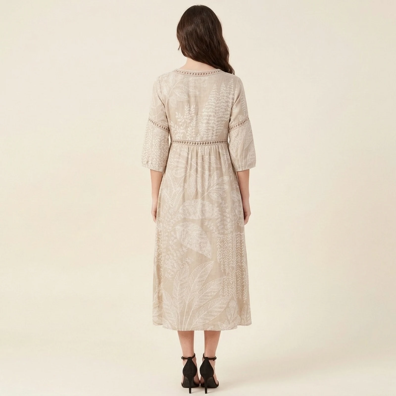 Duna V-Neck Print Midi Dress, view 2
