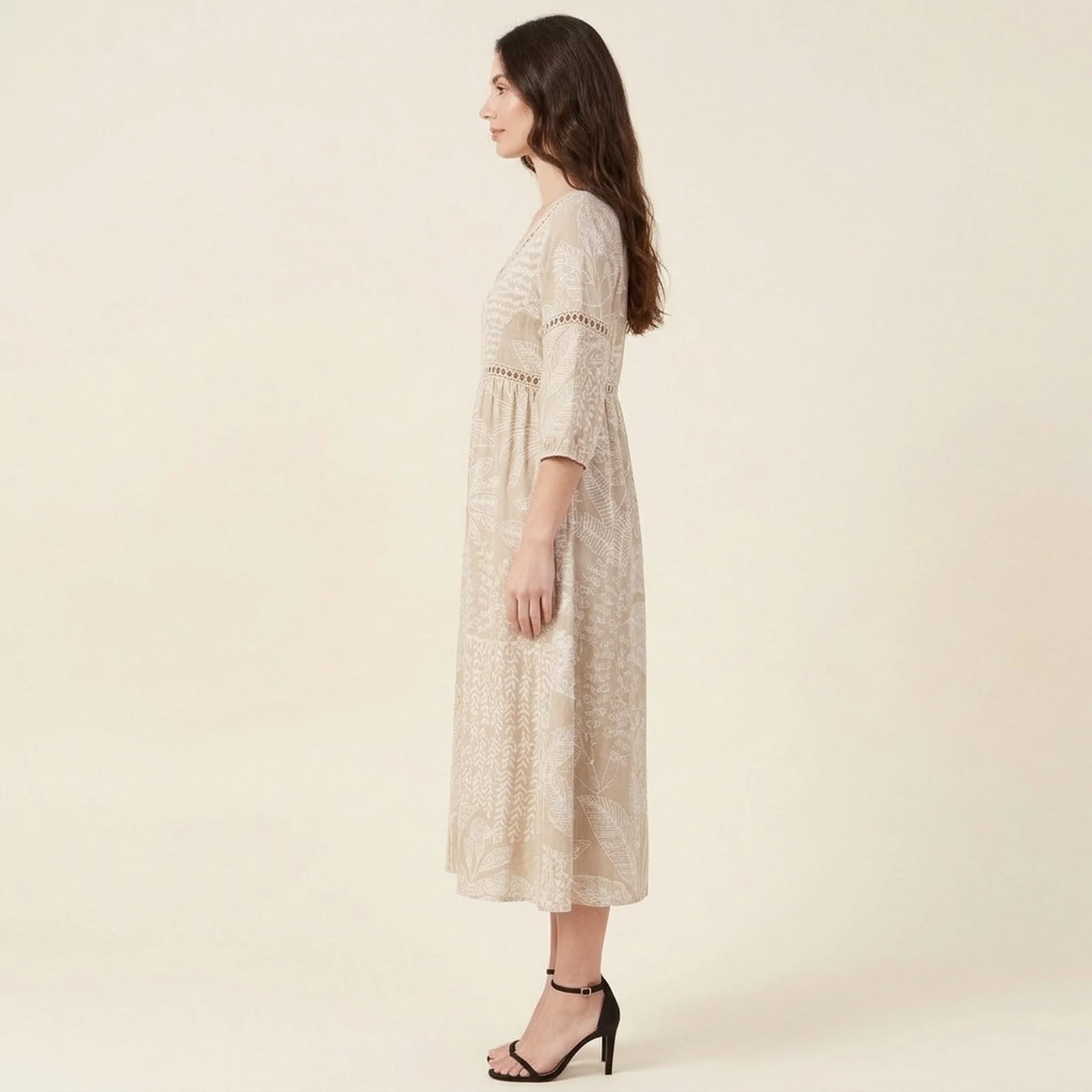 Duna V-Neck Print Midi Dress, view 4