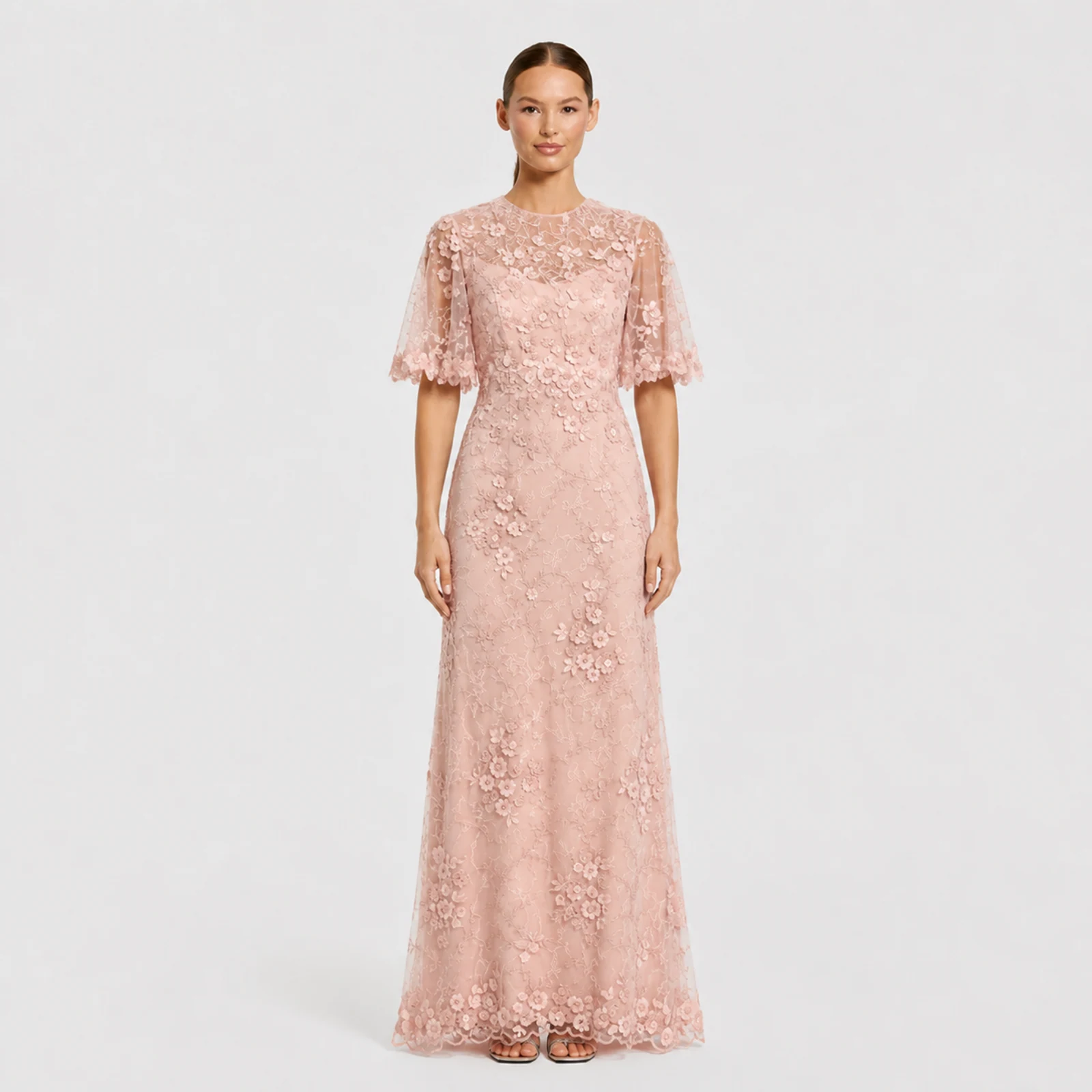 Eleanora Blush Lace Gown, view 1