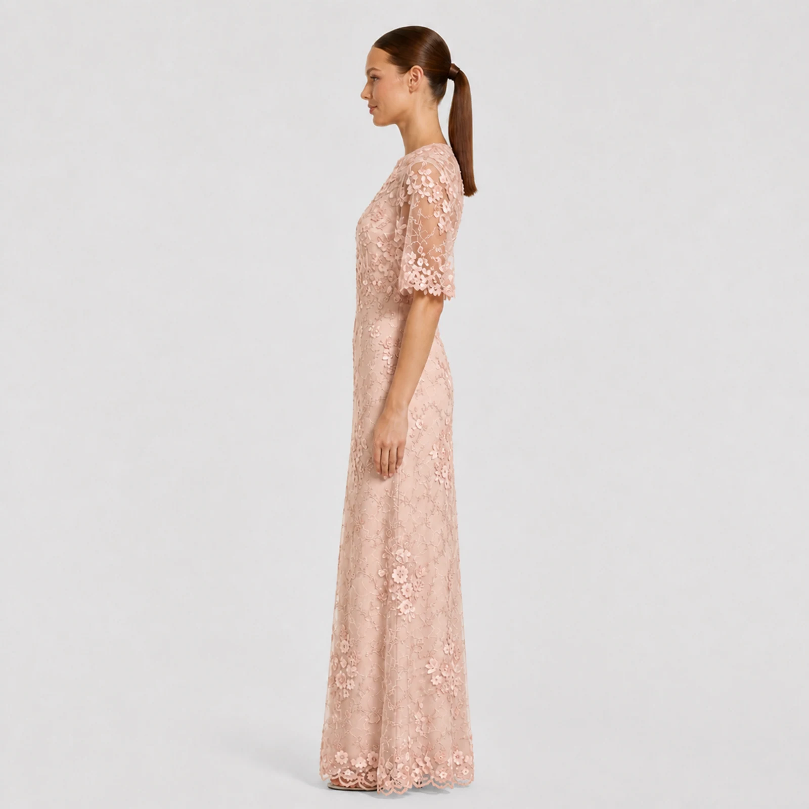 Eleanora Blush Lace Gown, view 3