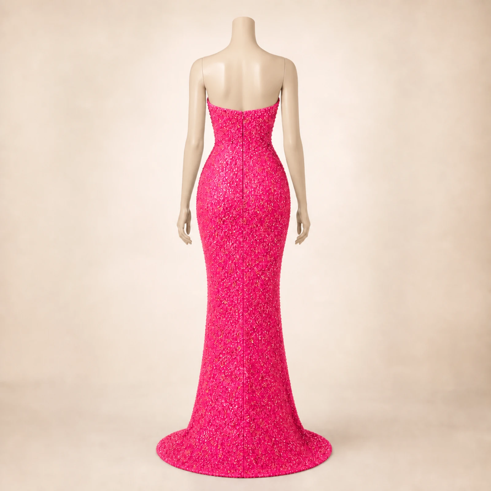 Fiora Pink Crystal Mermaid Gown, view 2