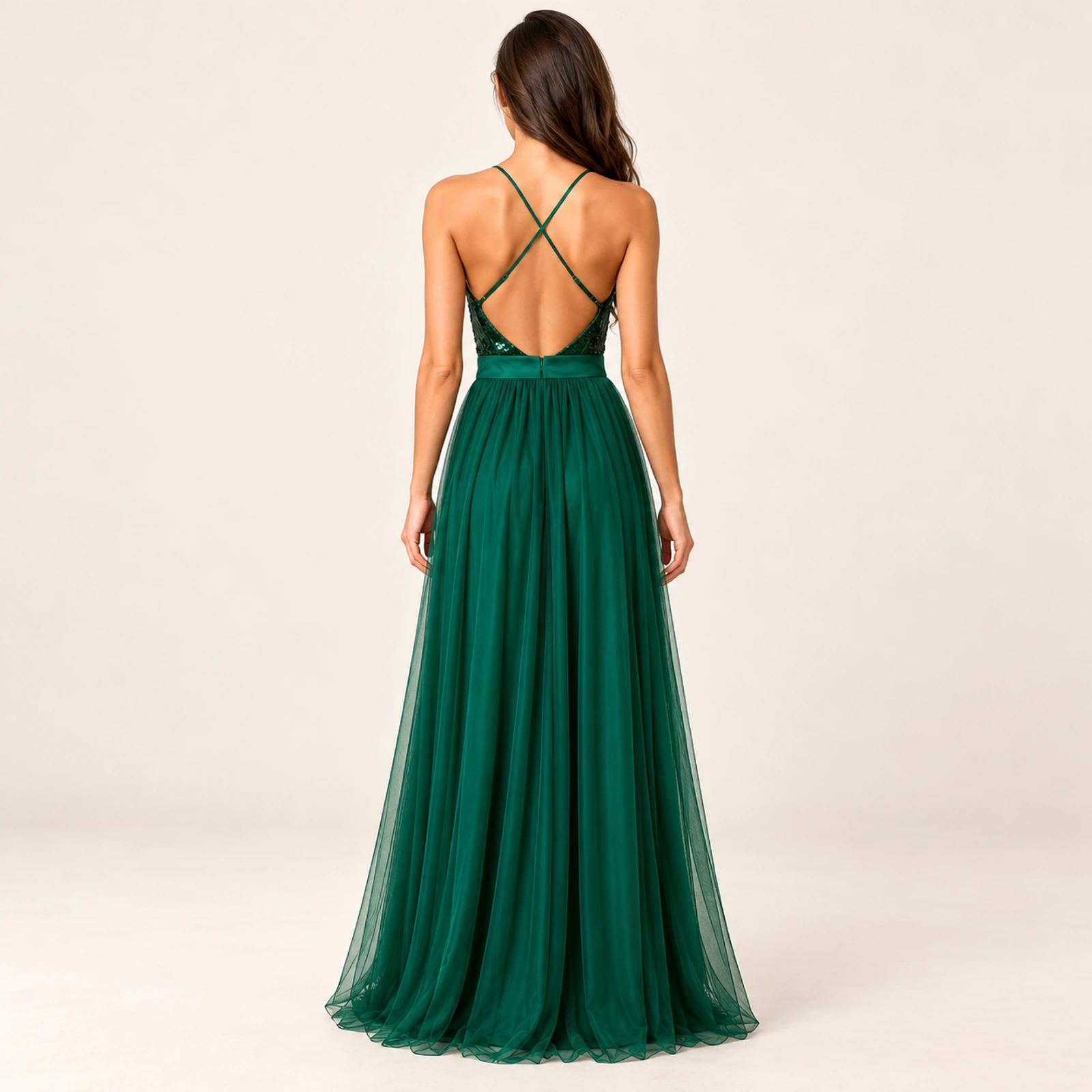 Fiorenza Sequin Bodice Maxi Dress — Green, view 2
