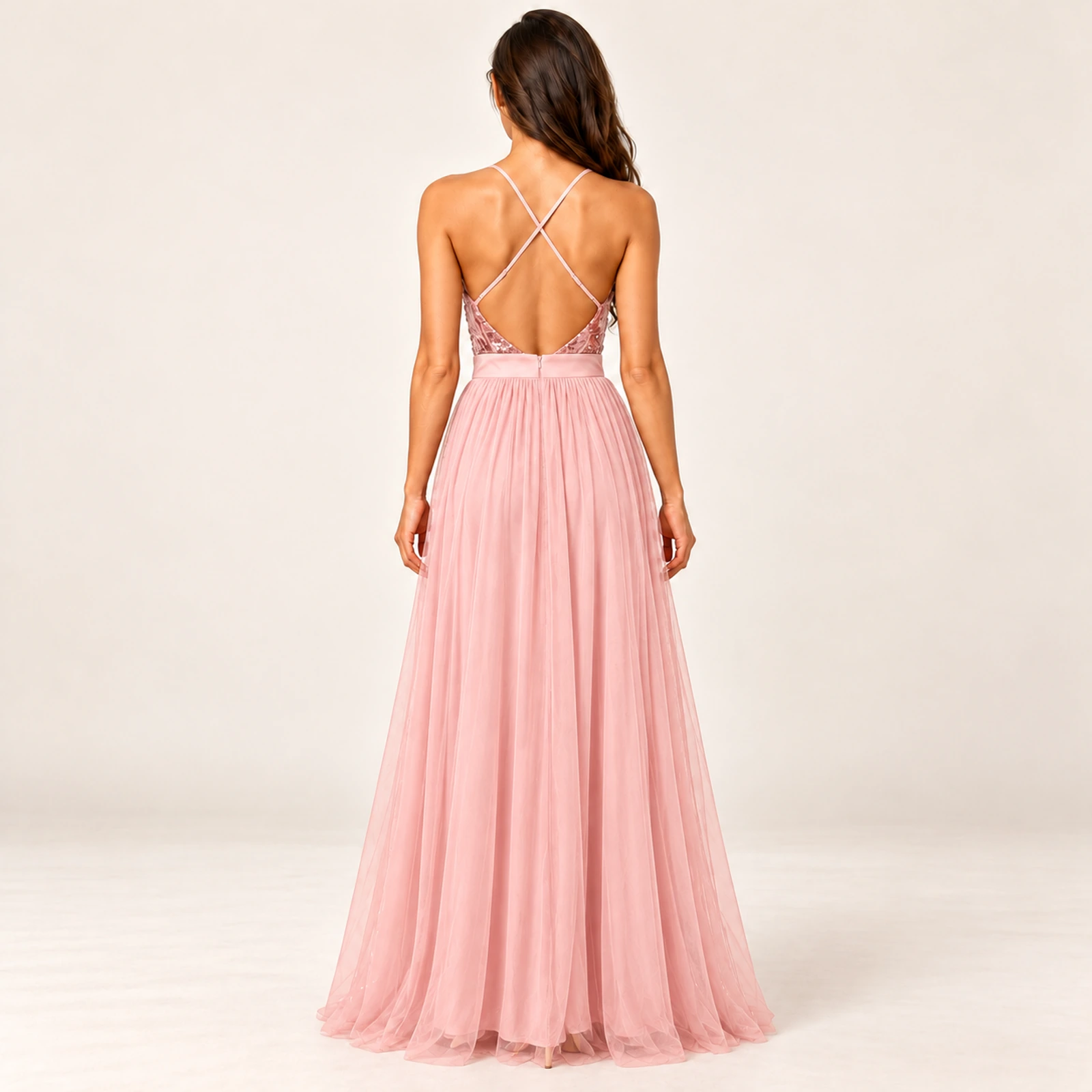 Fiorenza Sequin Bodice Maxi Dress — Pink, view 2