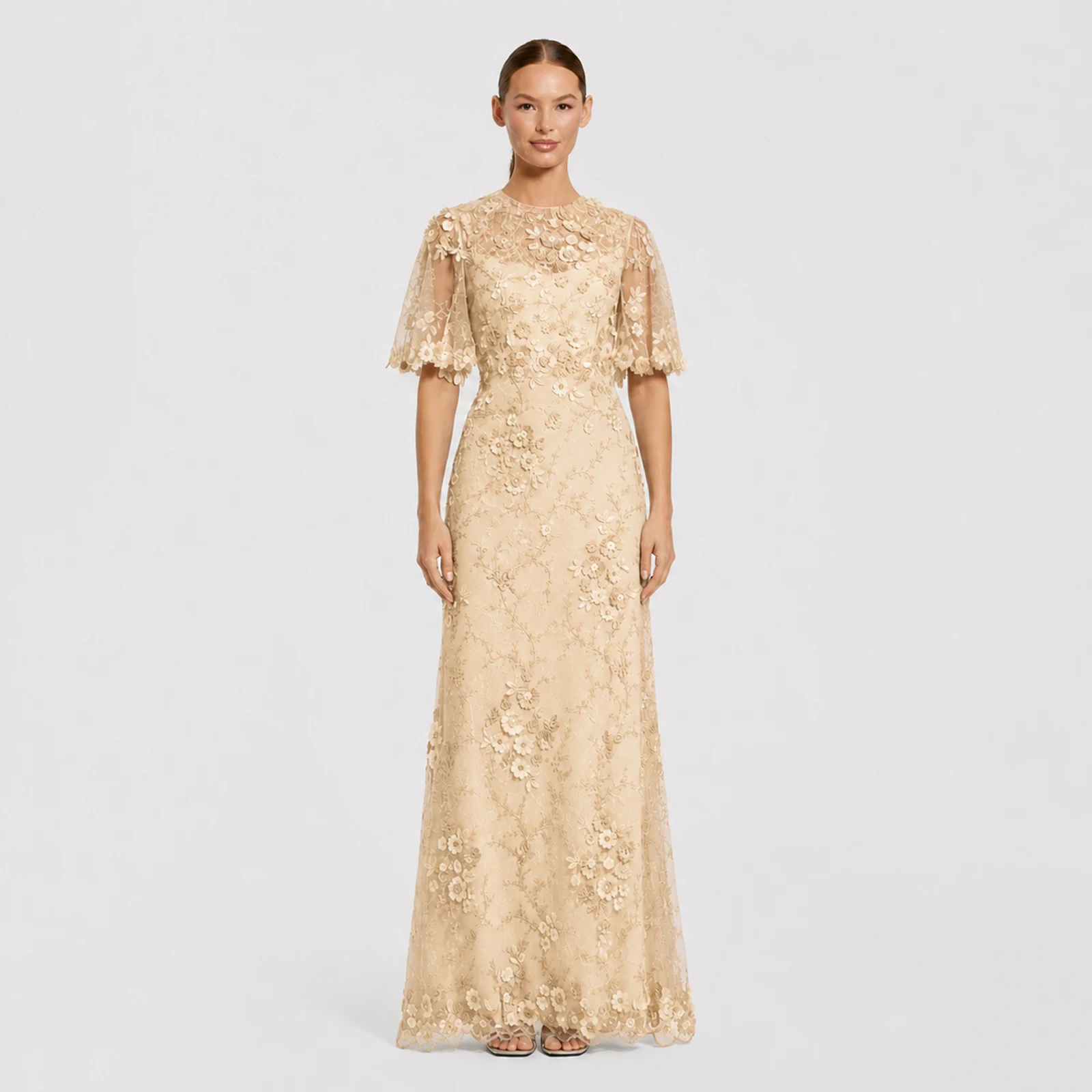 Francesca Champagne Lace Gown, view 1
