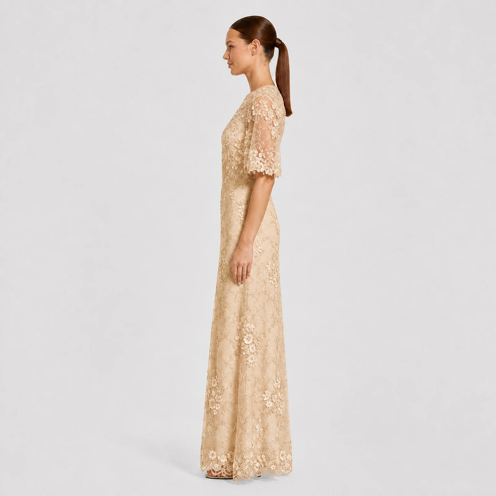 Francesca Champagne Lace Gown, view 3