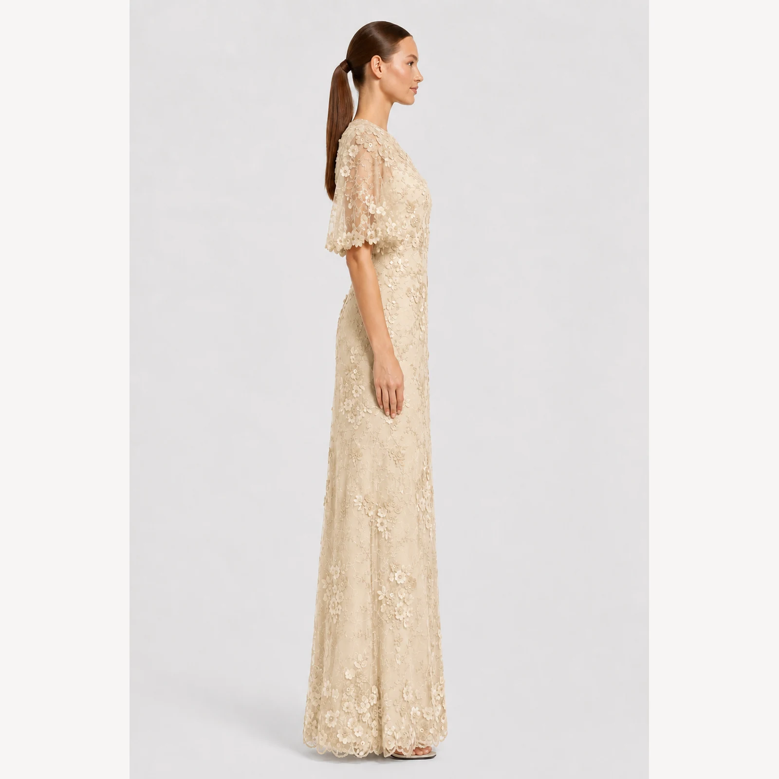 Francesca Champagne Lace Gown, view 4