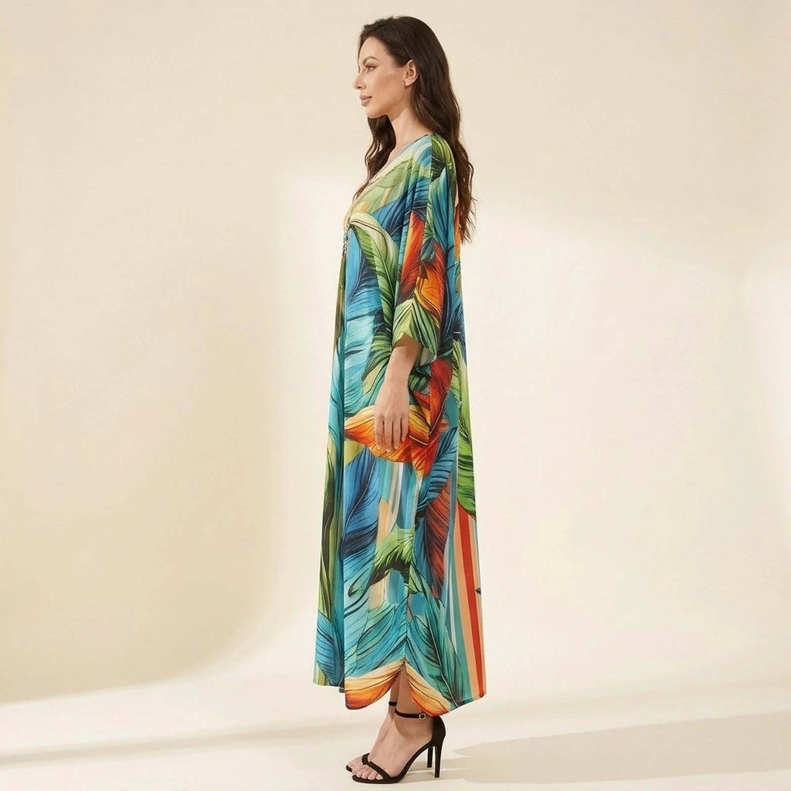 Fronda Tropical Maxi Kaftan, view 4