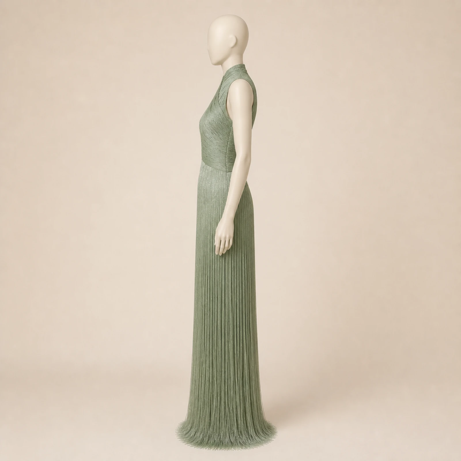 Galina Sage Fringe Evening Gown, view 4