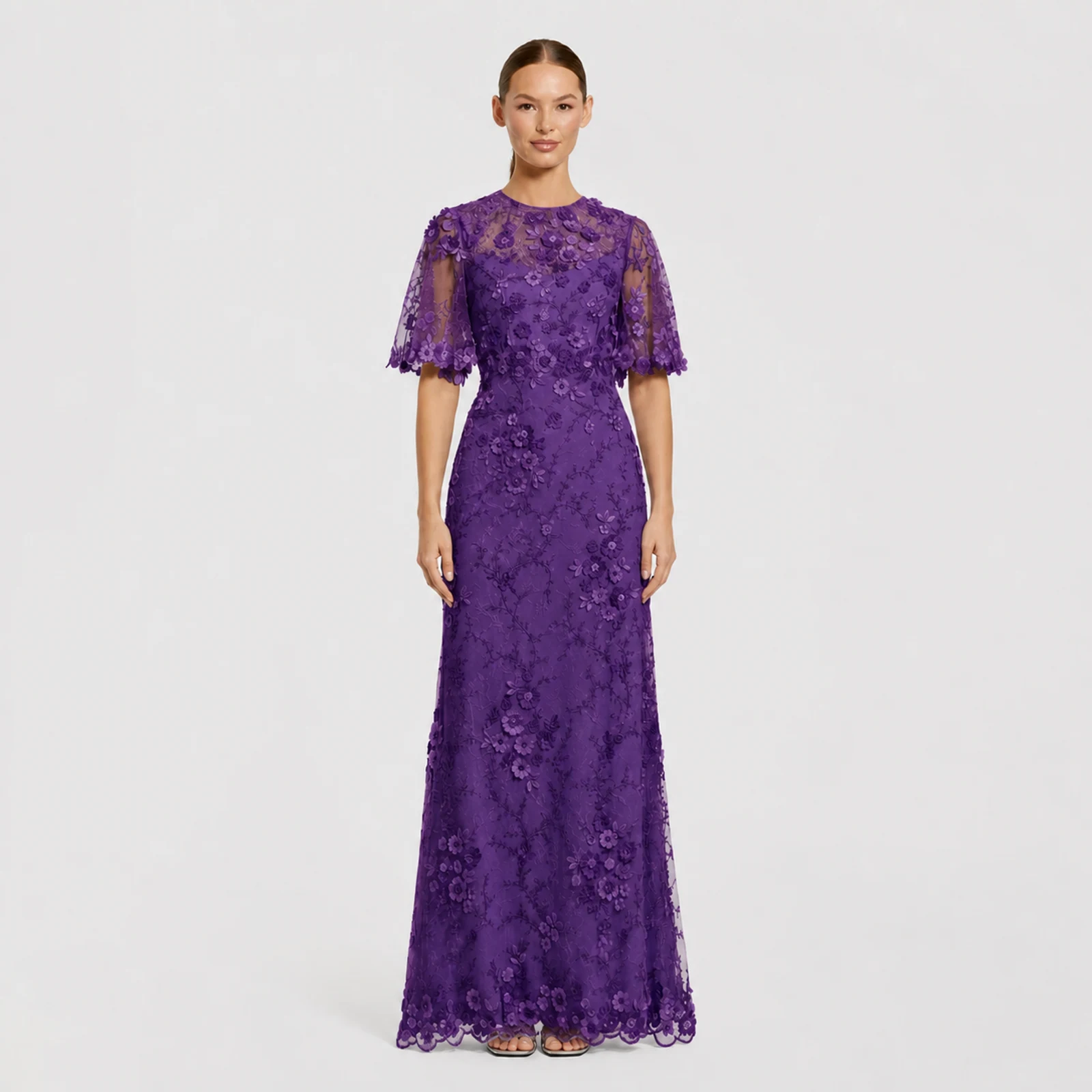 Georgina Purple Lace Gown, view 1