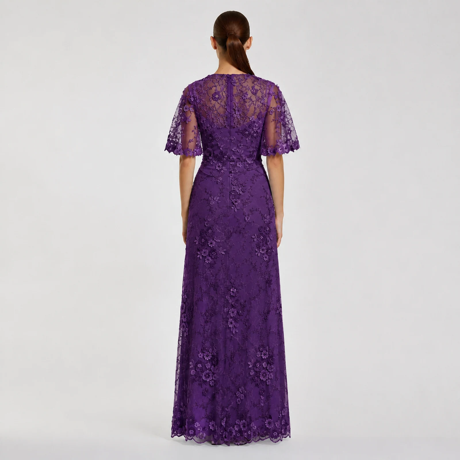 Georgina Purple Lace Gown, view 2