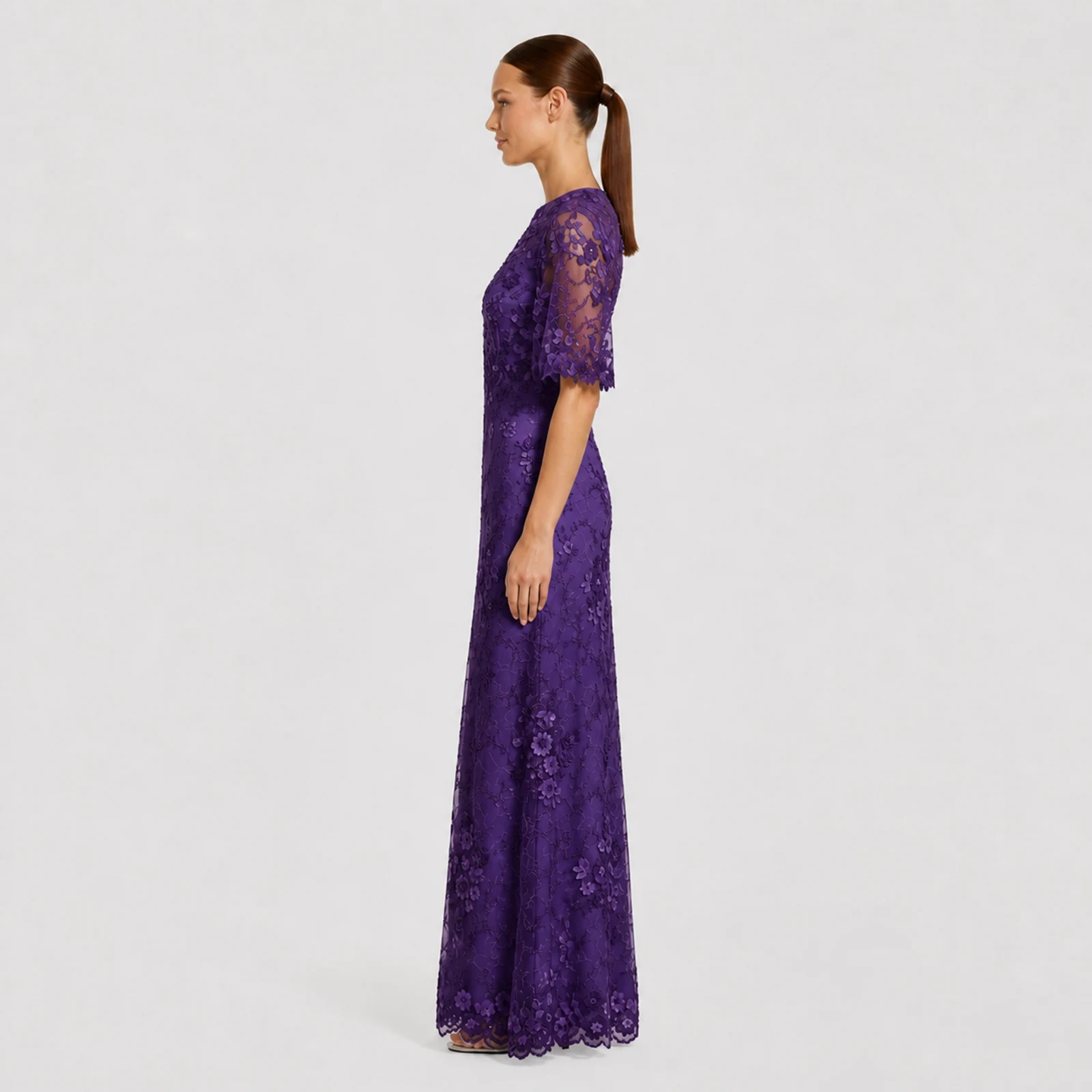 Georgina Purple Lace Gown, view 3