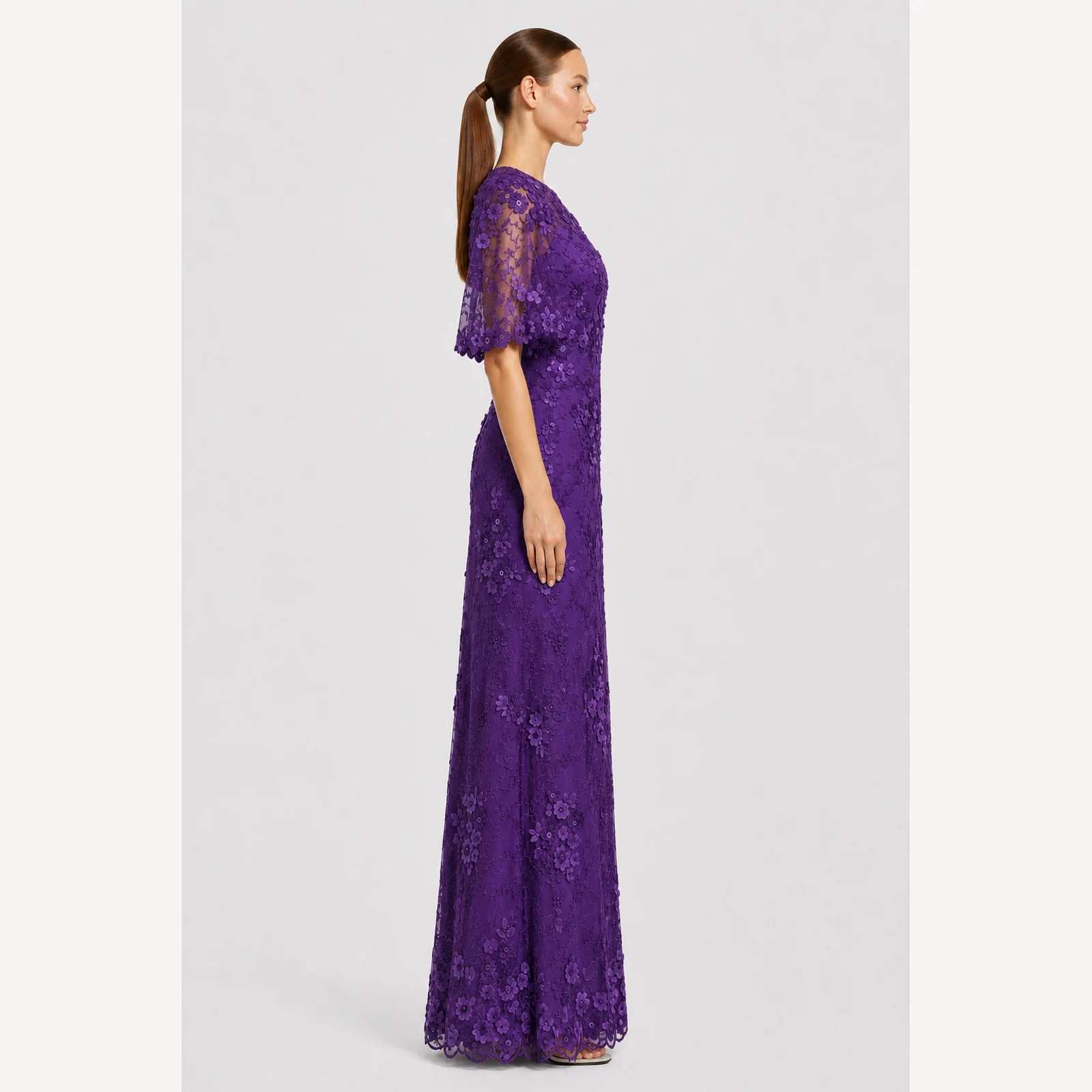 Georgina Purple Lace Gown, view 4