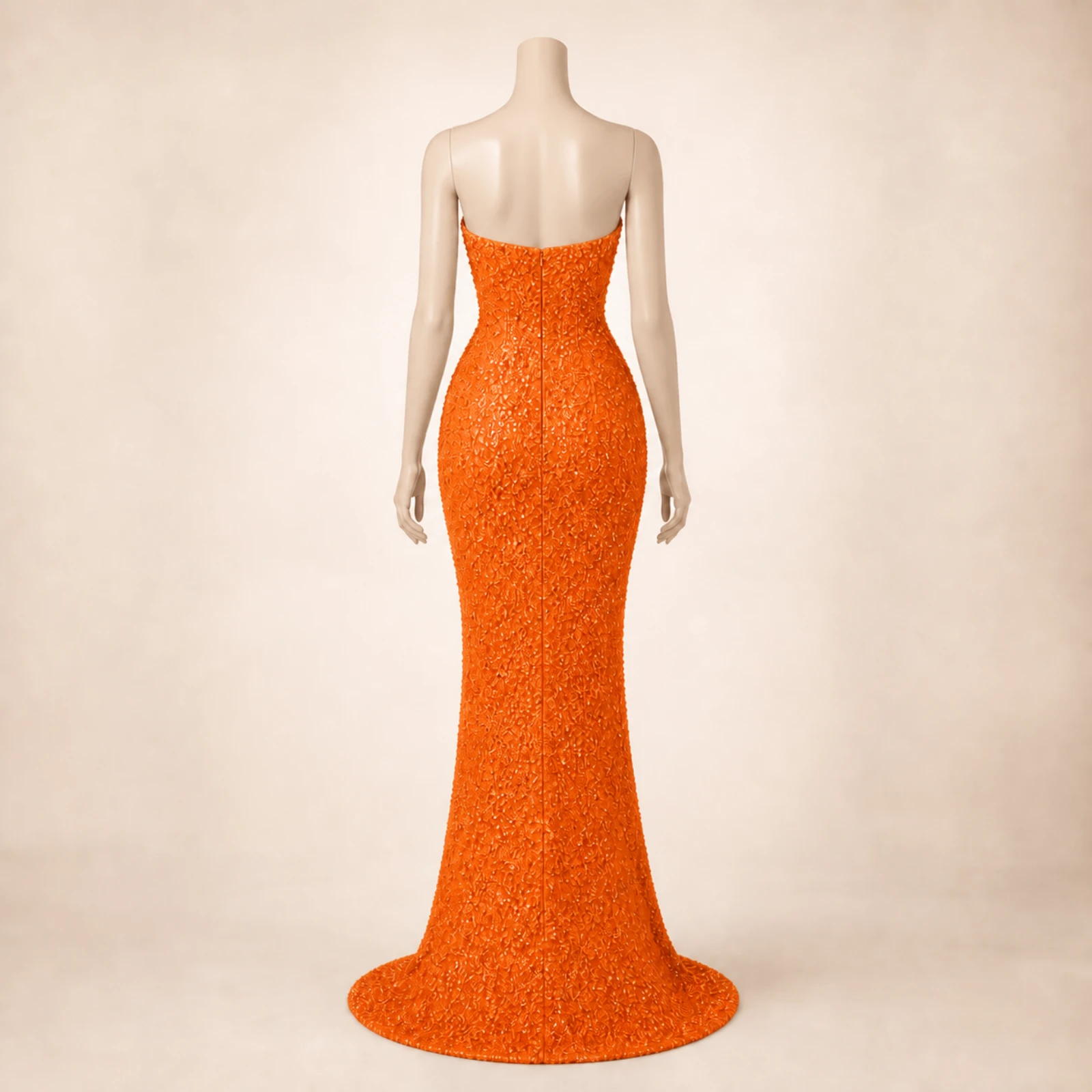 Giselle Orange Crystal Mermaid Gown, view 2
