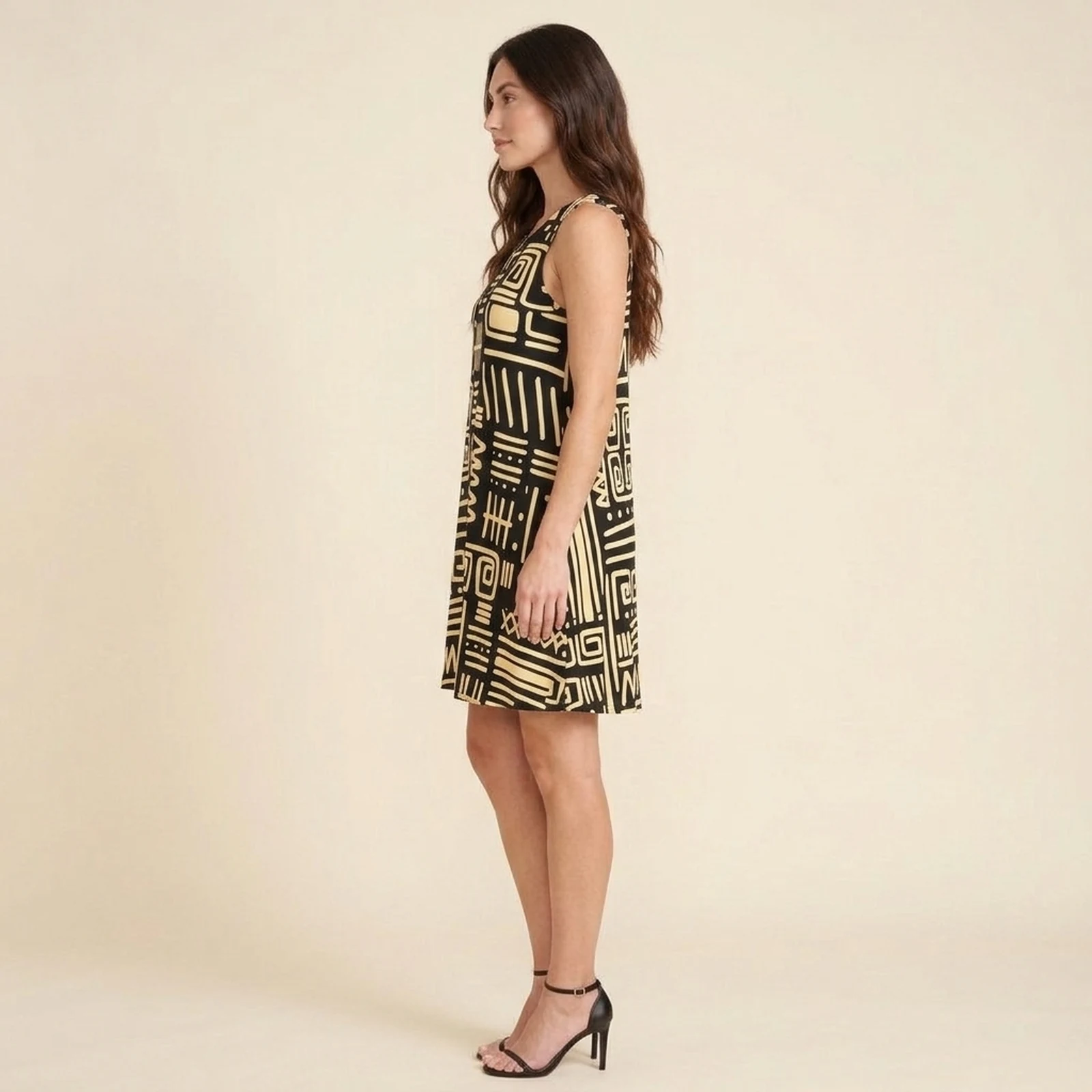 Glyph Mudcloth Swing Dress, view 3