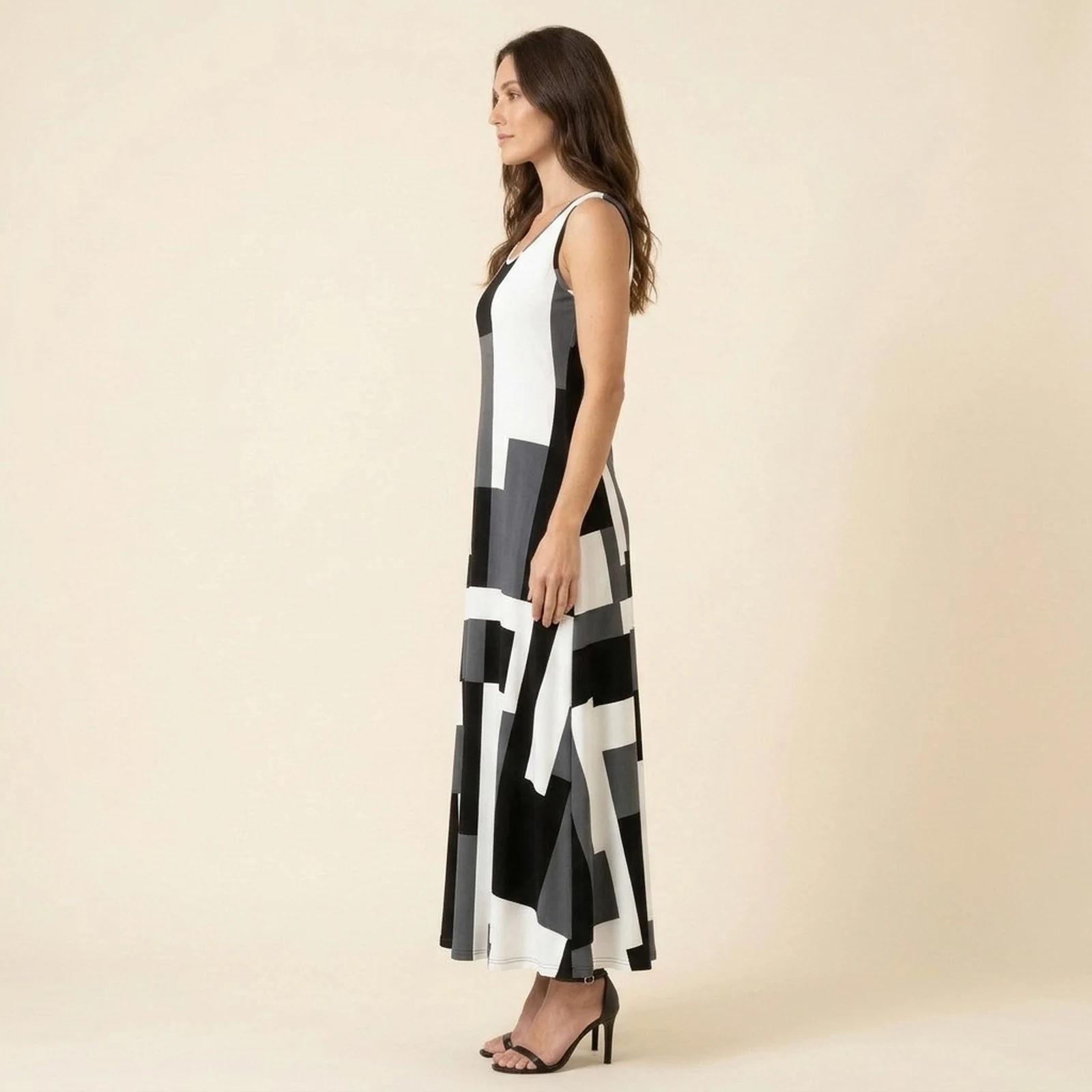 Graphite Block Maxi Dress, view 3
