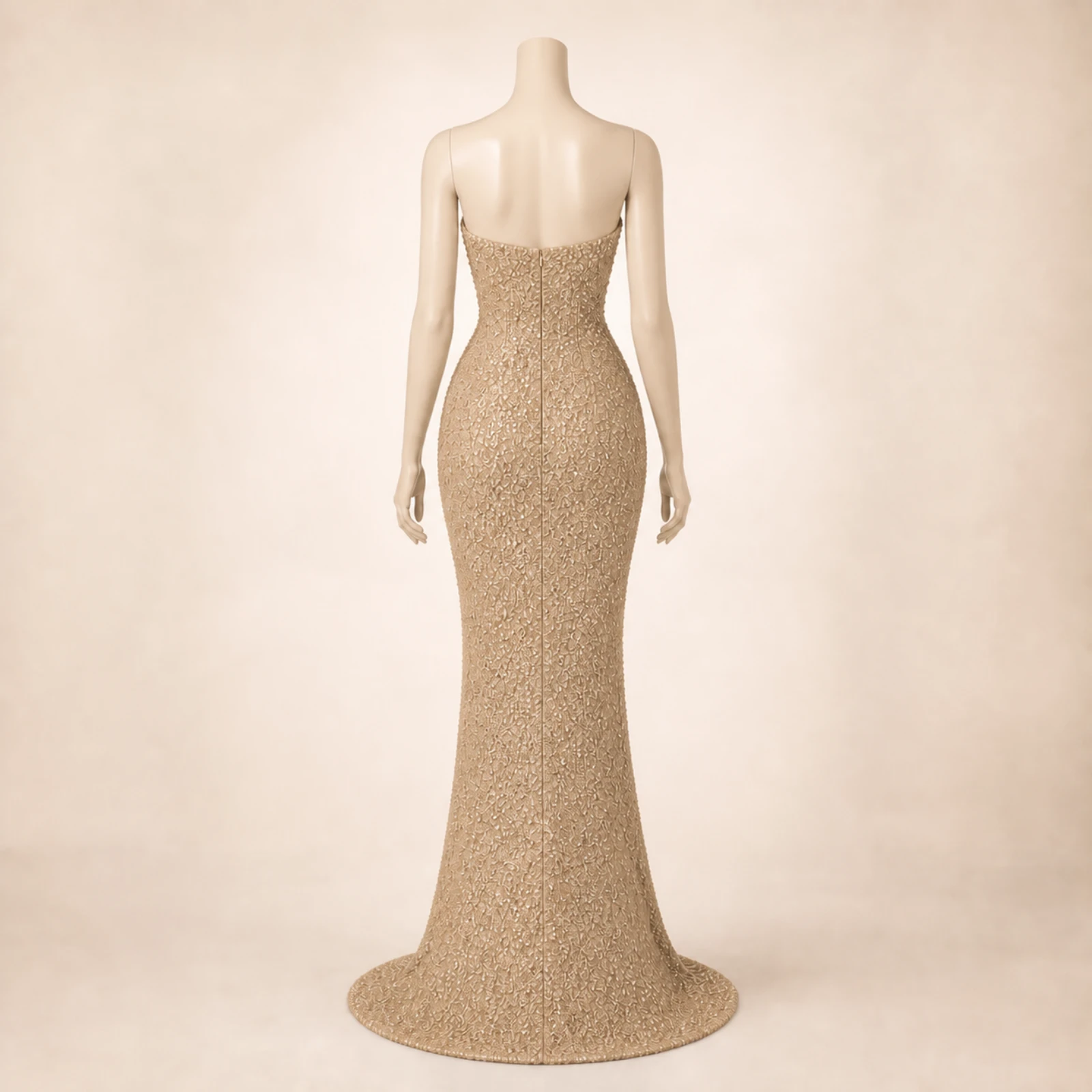 Helena Khaki Crystal Mermaid Gown, view 2