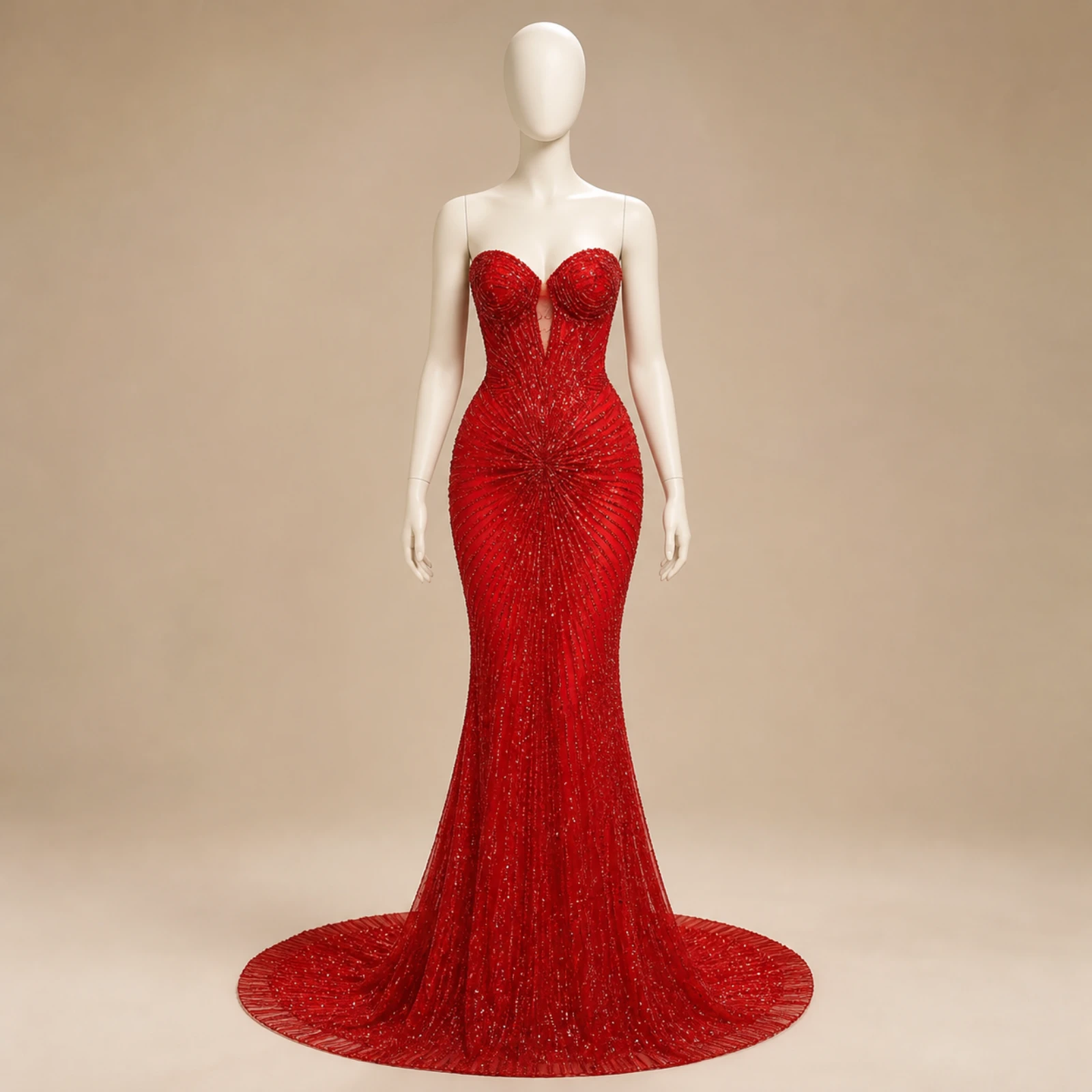 Honora Red Glitter Mermaid Gown, view 1