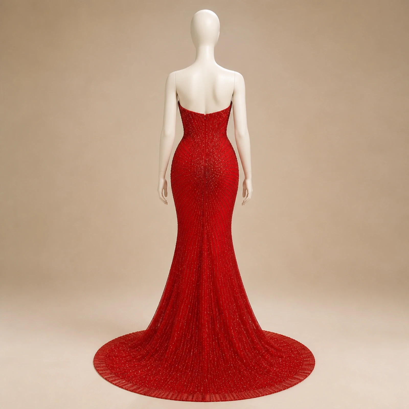 Honora Red Glitter Mermaid Gown, view 2
