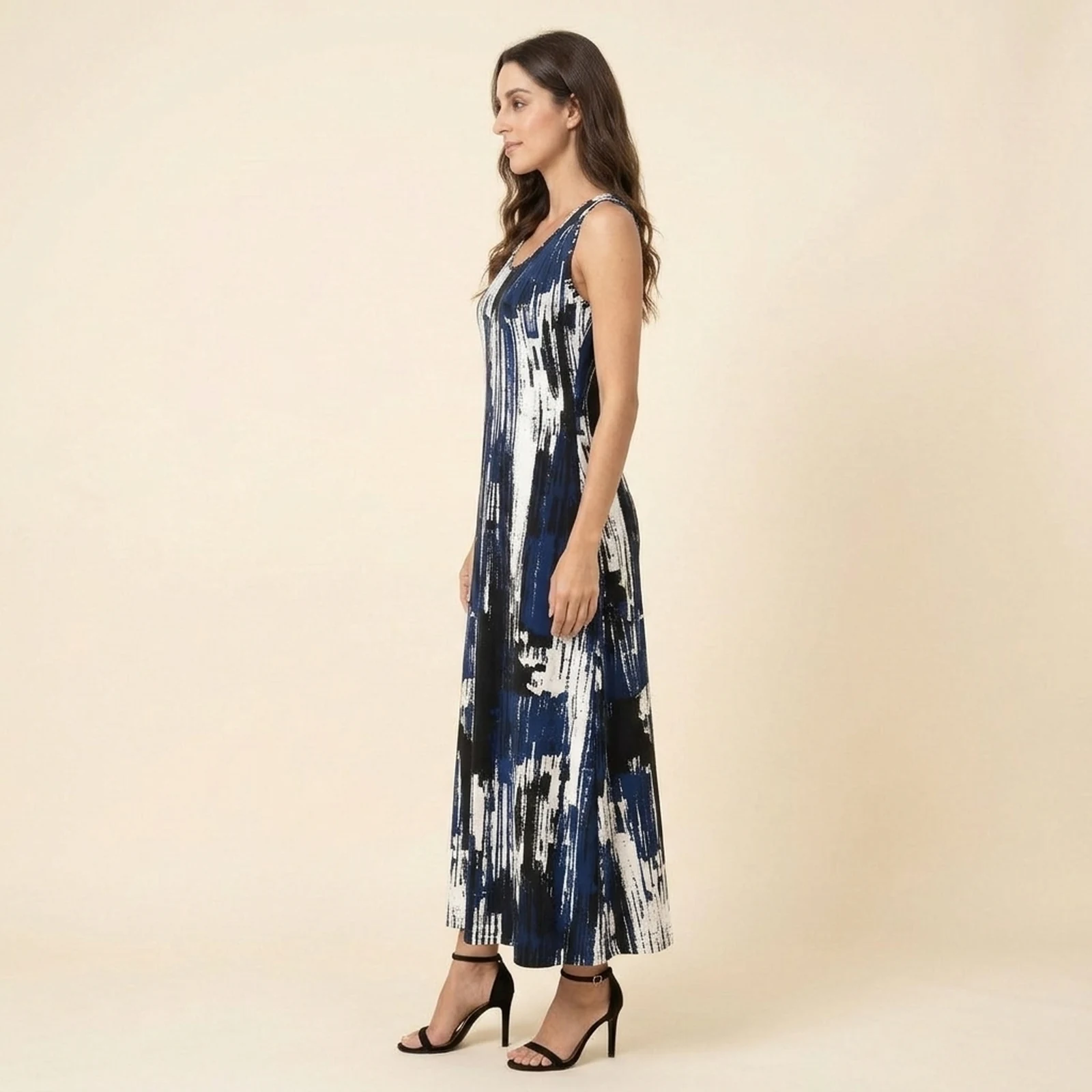 Indigo Brush Maxi Dress, view 3