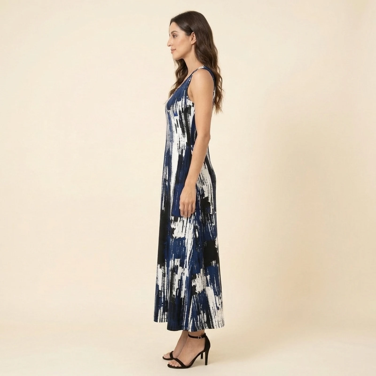 Indigo Brush Maxi Dress, view 4