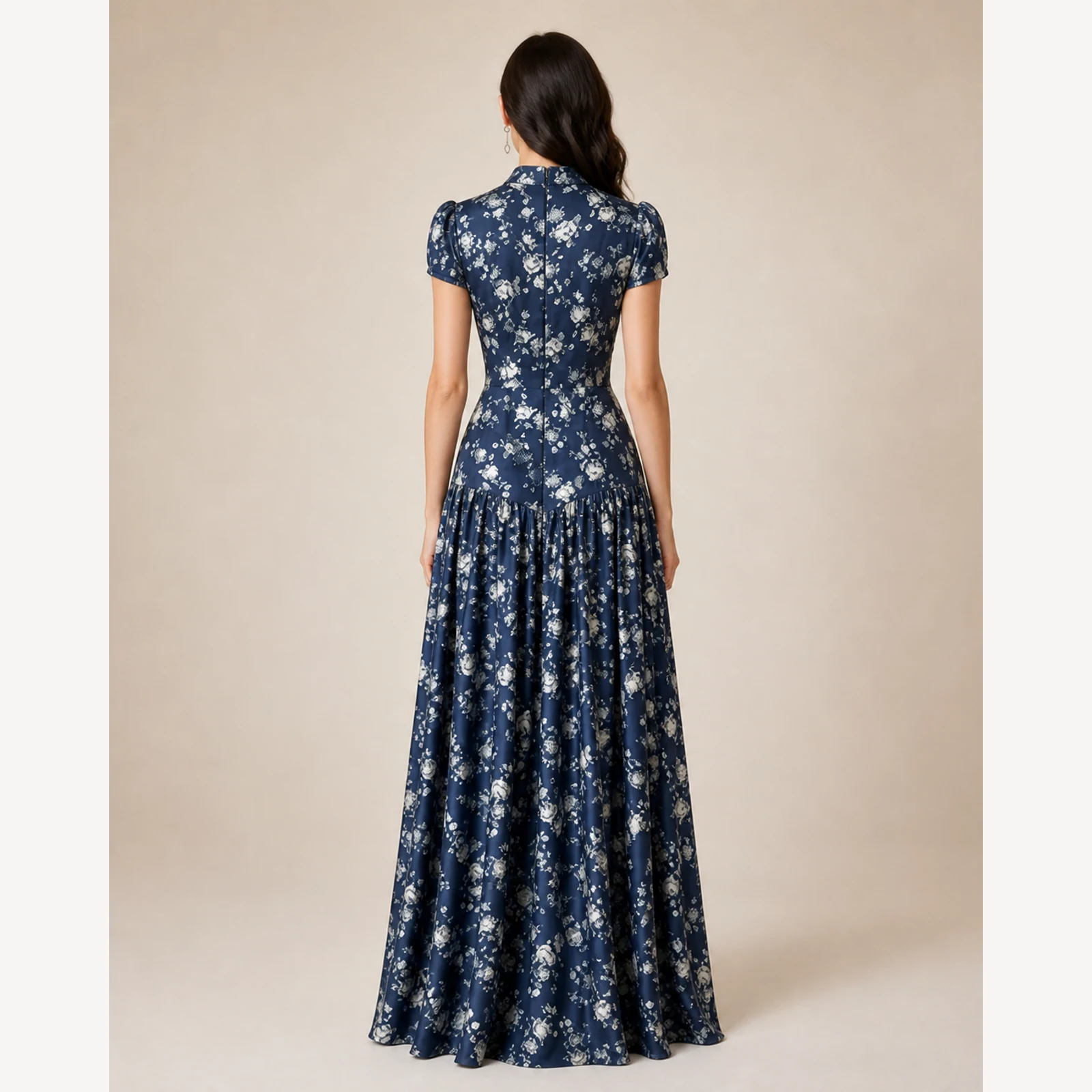 Inez Blue Pleated Maxi Dress, view 2