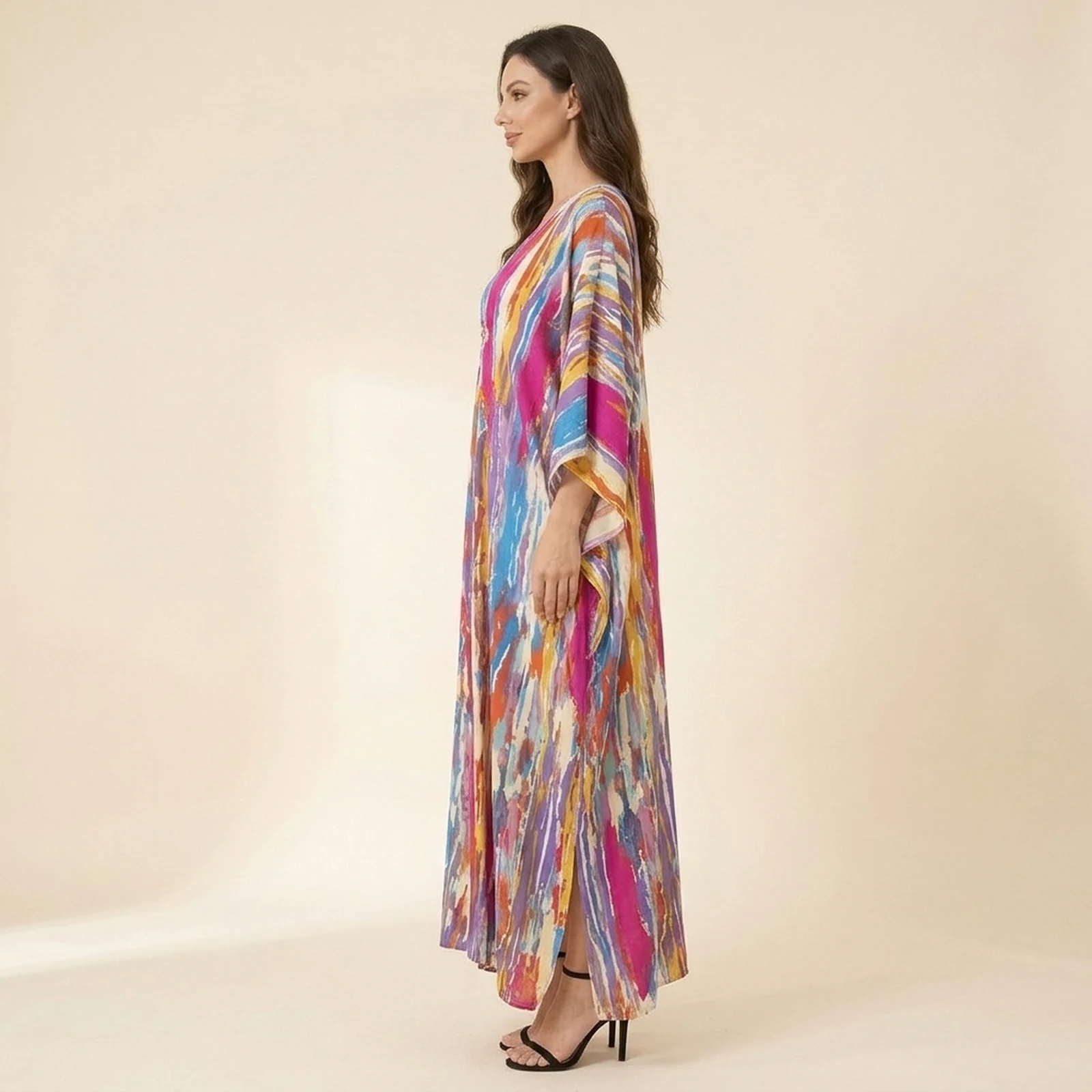 Iris Rainbow Maxi Kaftan, view 4