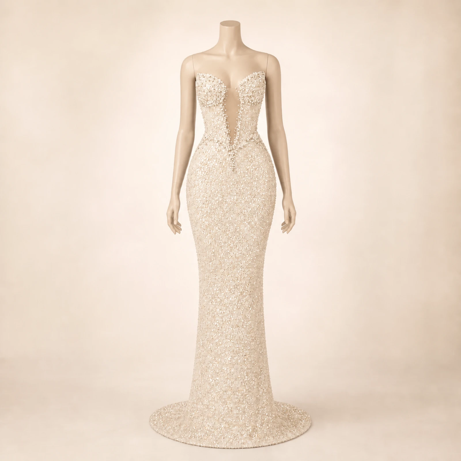 Isadora Ivory Crystal Mermaid Gown, view 1