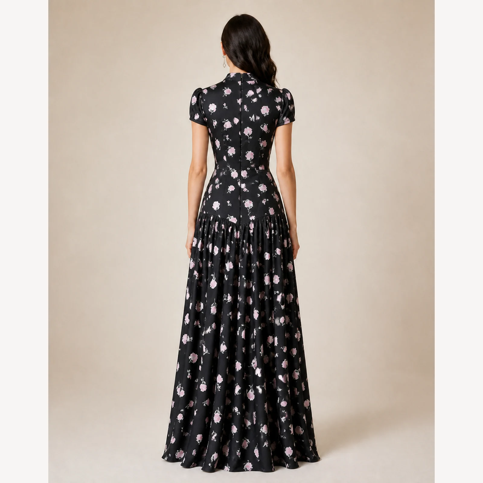Jovina Black Pleated Maxi Dress, view 2