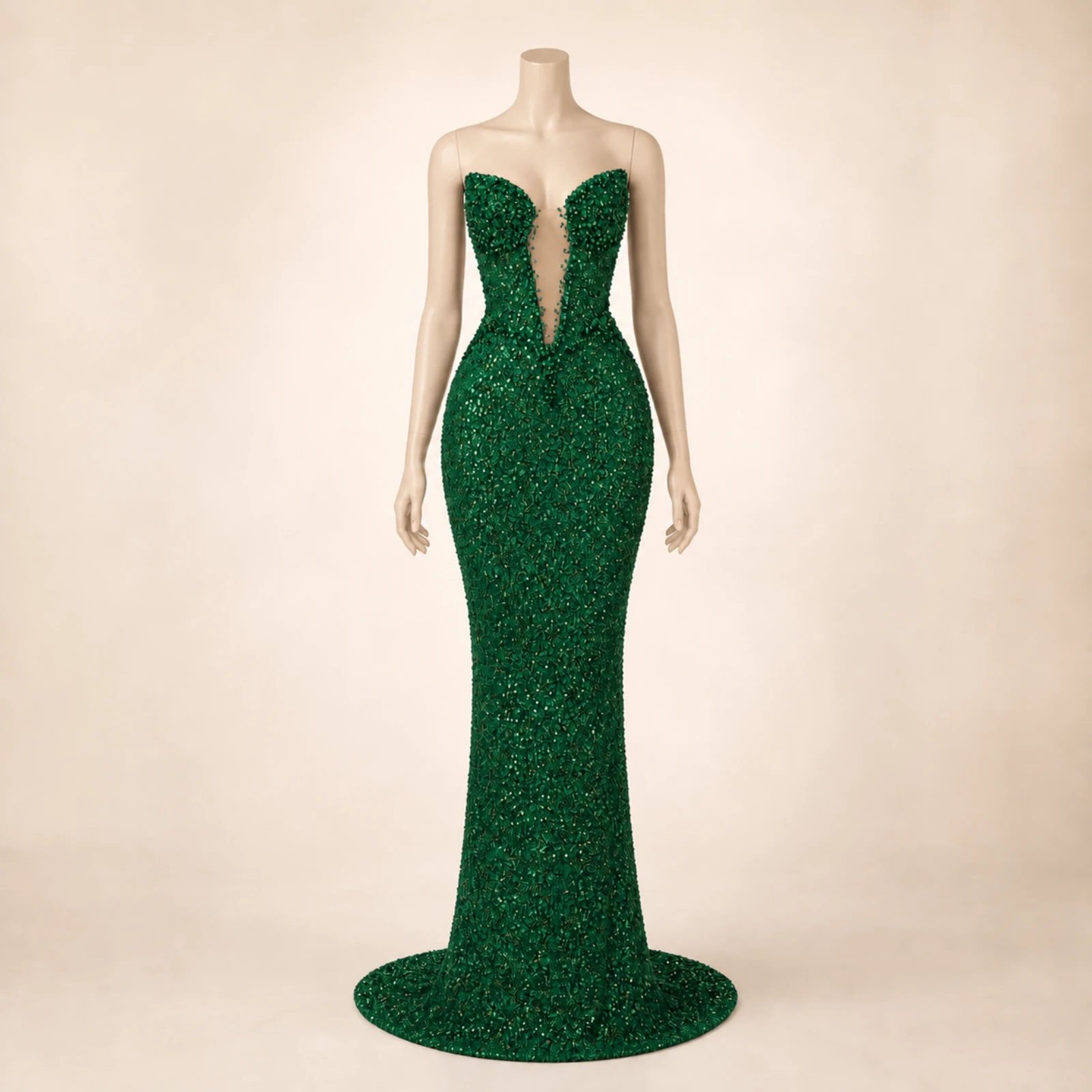 Juliana Green Crystal Mermaid Gown, view 1