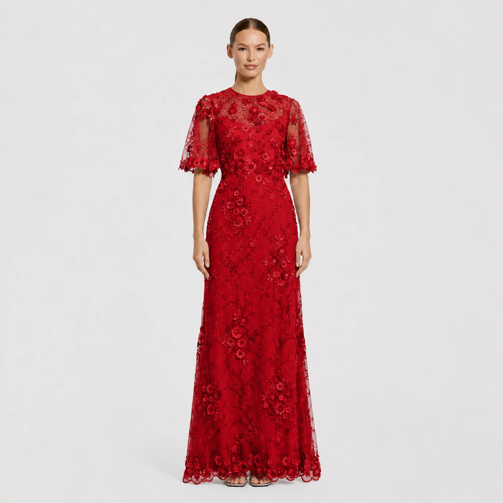 Juliette Red Lace Gown, view 1