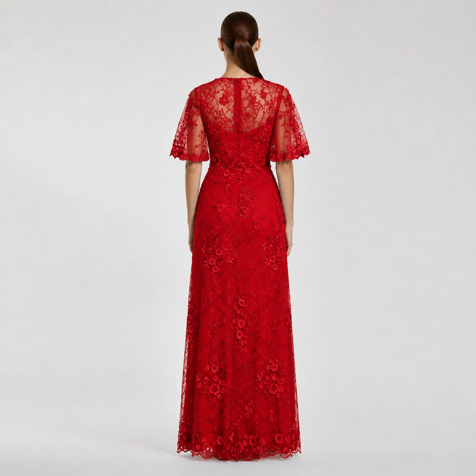 Juliette Red Lace Gown, view 2