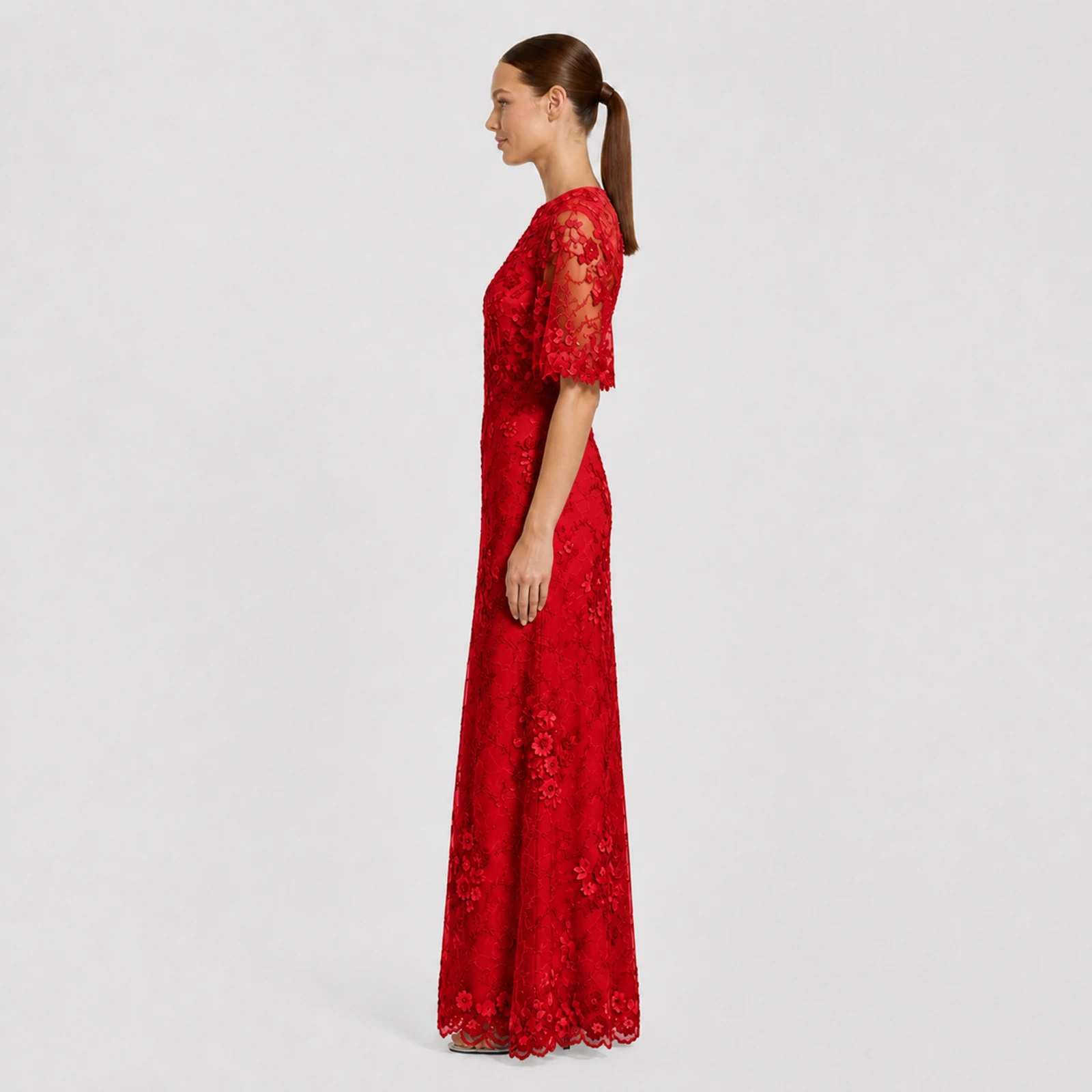 Juliette Red Lace Gown, view 3