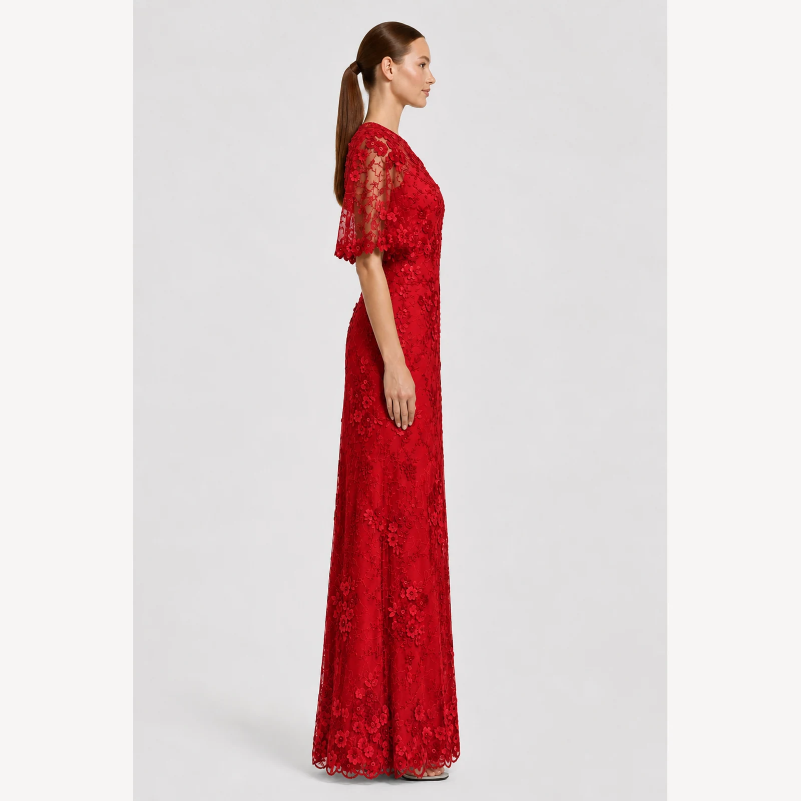 Juliette Red Lace Gown, view 4