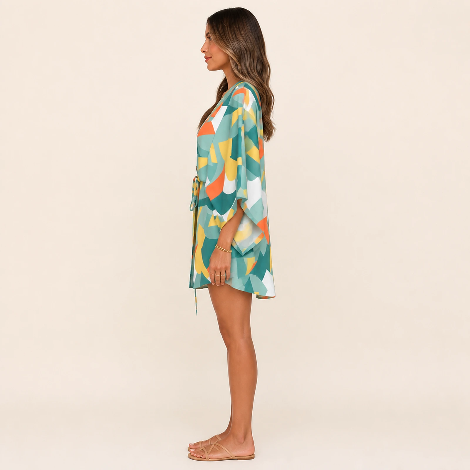 Kaia Mint Mosaic Mini Dress, view 3