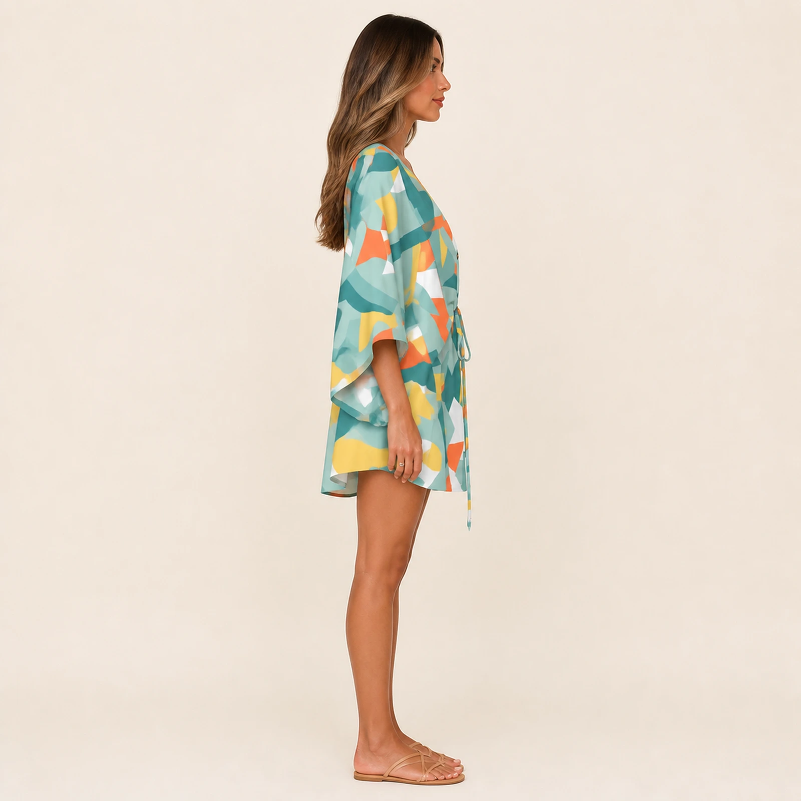 Kaia Mint Mosaic Mini Dress, view 4
