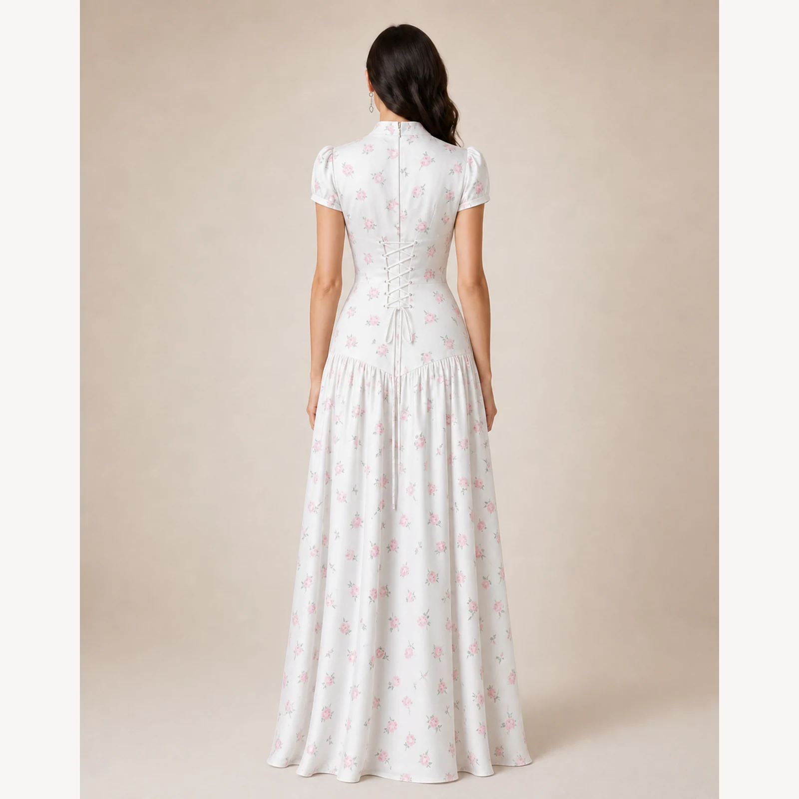 Kalina White Pleated Maxi Dress, view 2