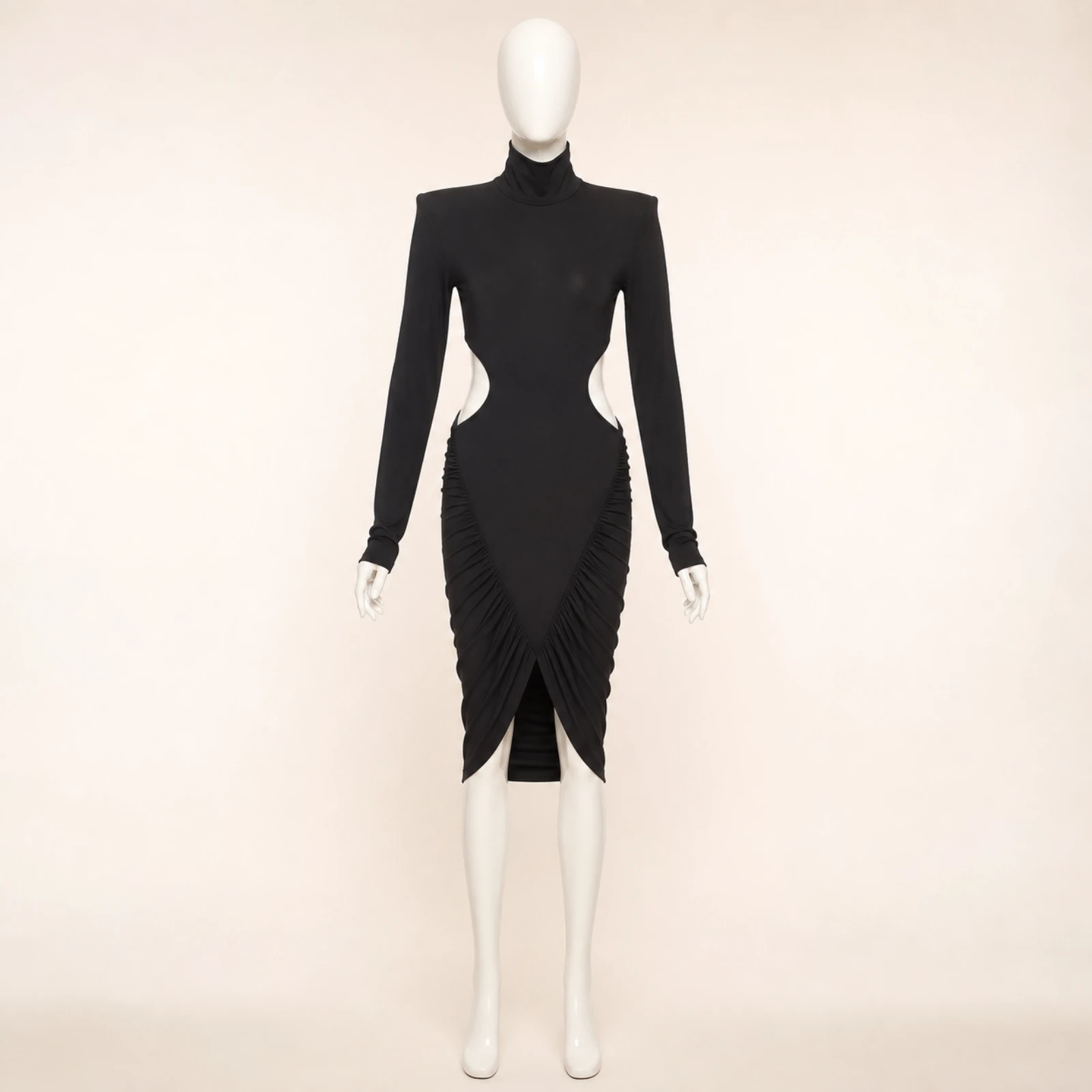 Kallista Black Cutout Midi Dress, view 1