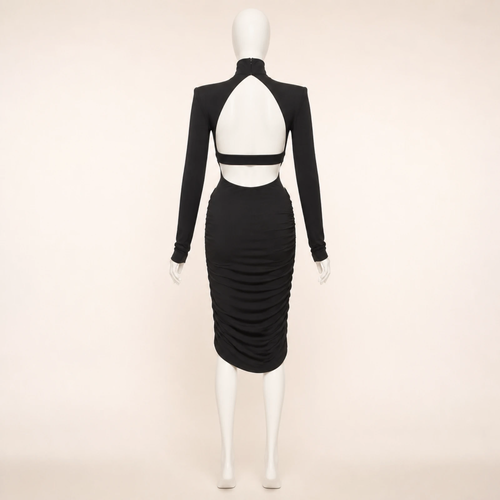 Kallista Black Cutout Midi Dress, view 2